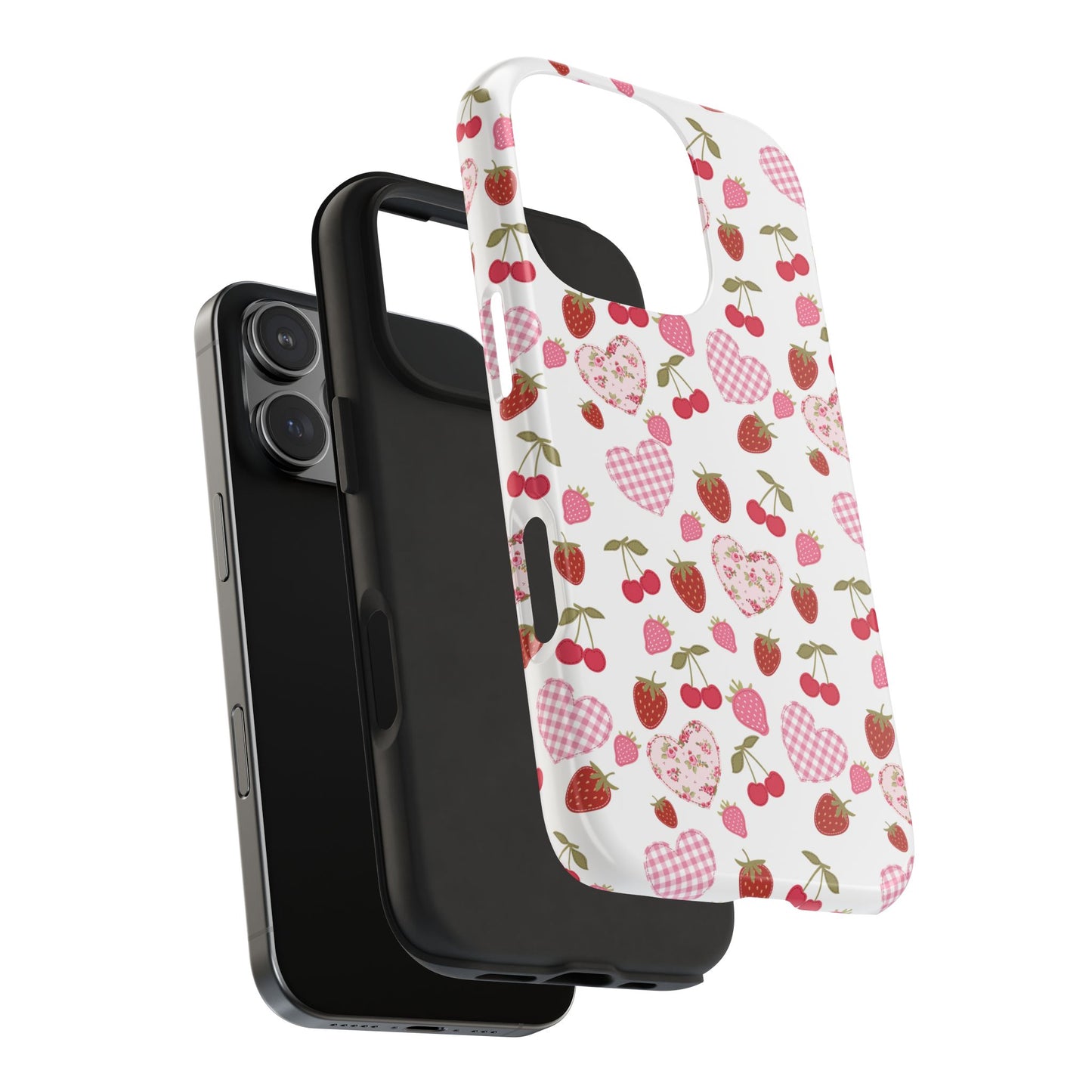 Hearts and Berries Phone Case, Coquette Design Case, Durable Phone Case, Tough Phone Cases