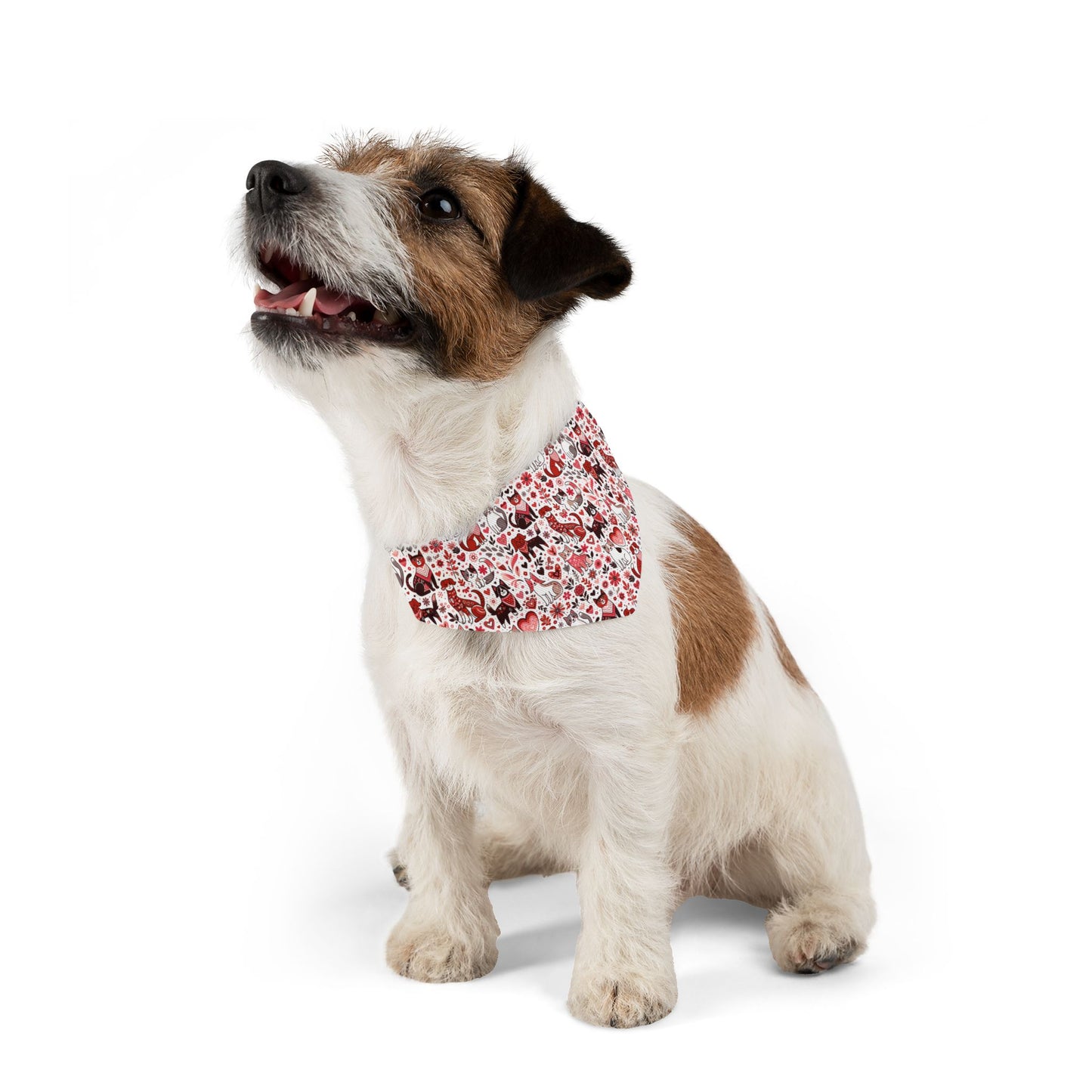 Paws of Love Pet Bandana Collar Playful Pattern Cartoon Animals Heart Motifs Valentines Day Loving Pets Vibrant Colors Pet Accessory
