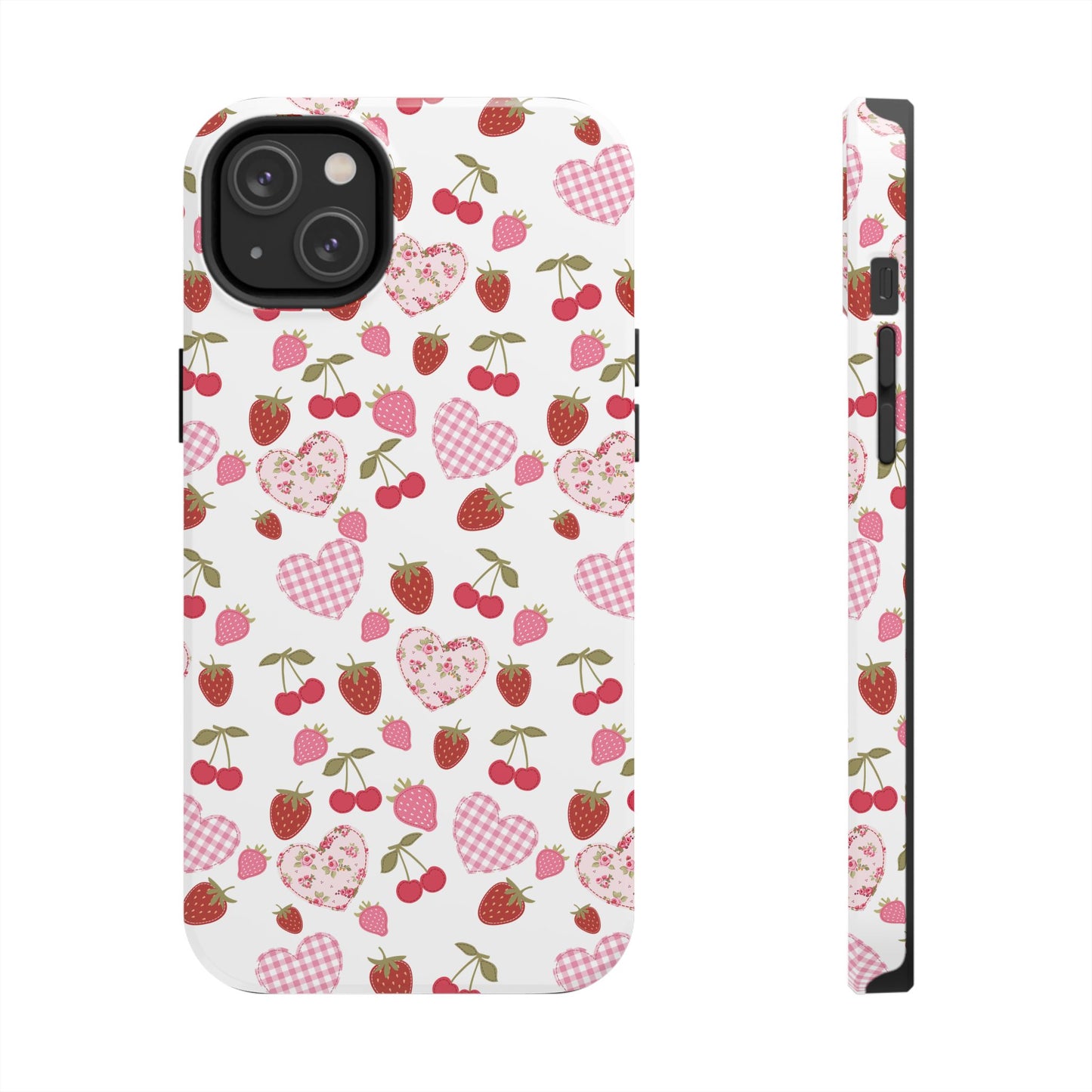 Hearts and Berries Phone Case, Coquette Design Case, Durable Phone Case, Tough Phone Cases