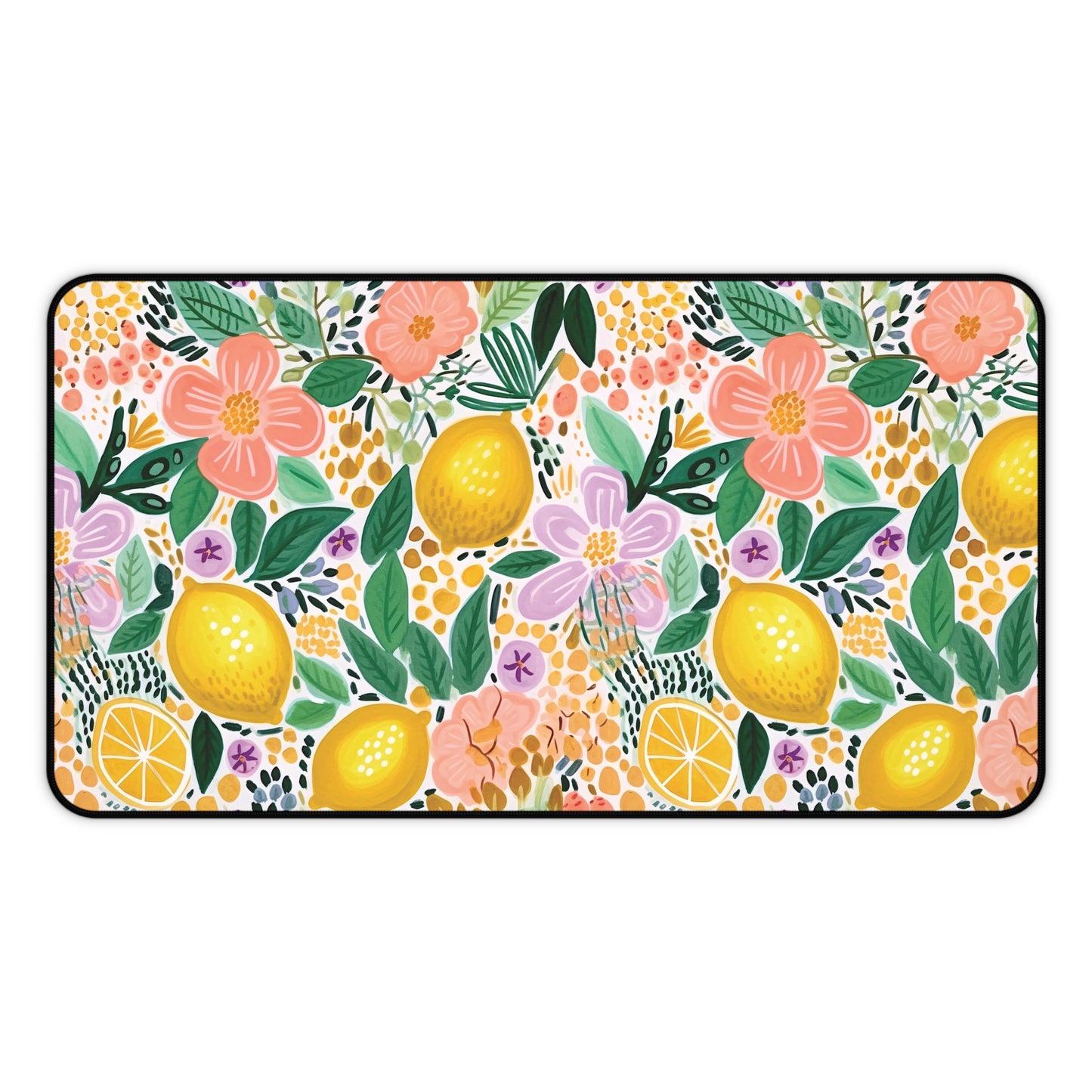 Citrus Garden Desk Mat, Whimsical Aesthetic Desk Protector, Colorful Desk Mat, Aesthetic Desk Mat, Large Desk Mat