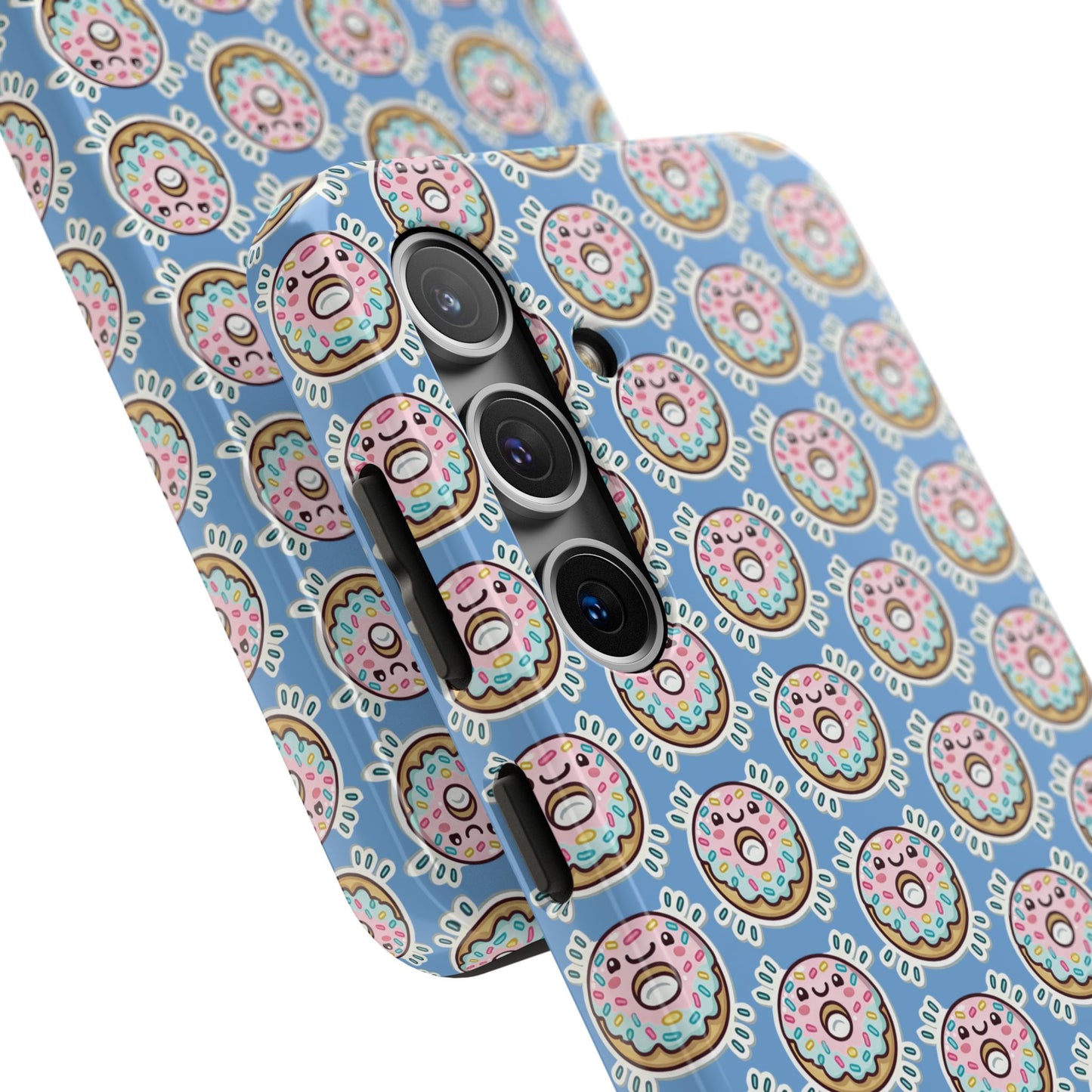 Phone Case, Korean Pop Art Sprinkle Donut Design with Periwinkle Background - Tough Protective Cover, Cute Kawaii Gift, Unique Cellphone