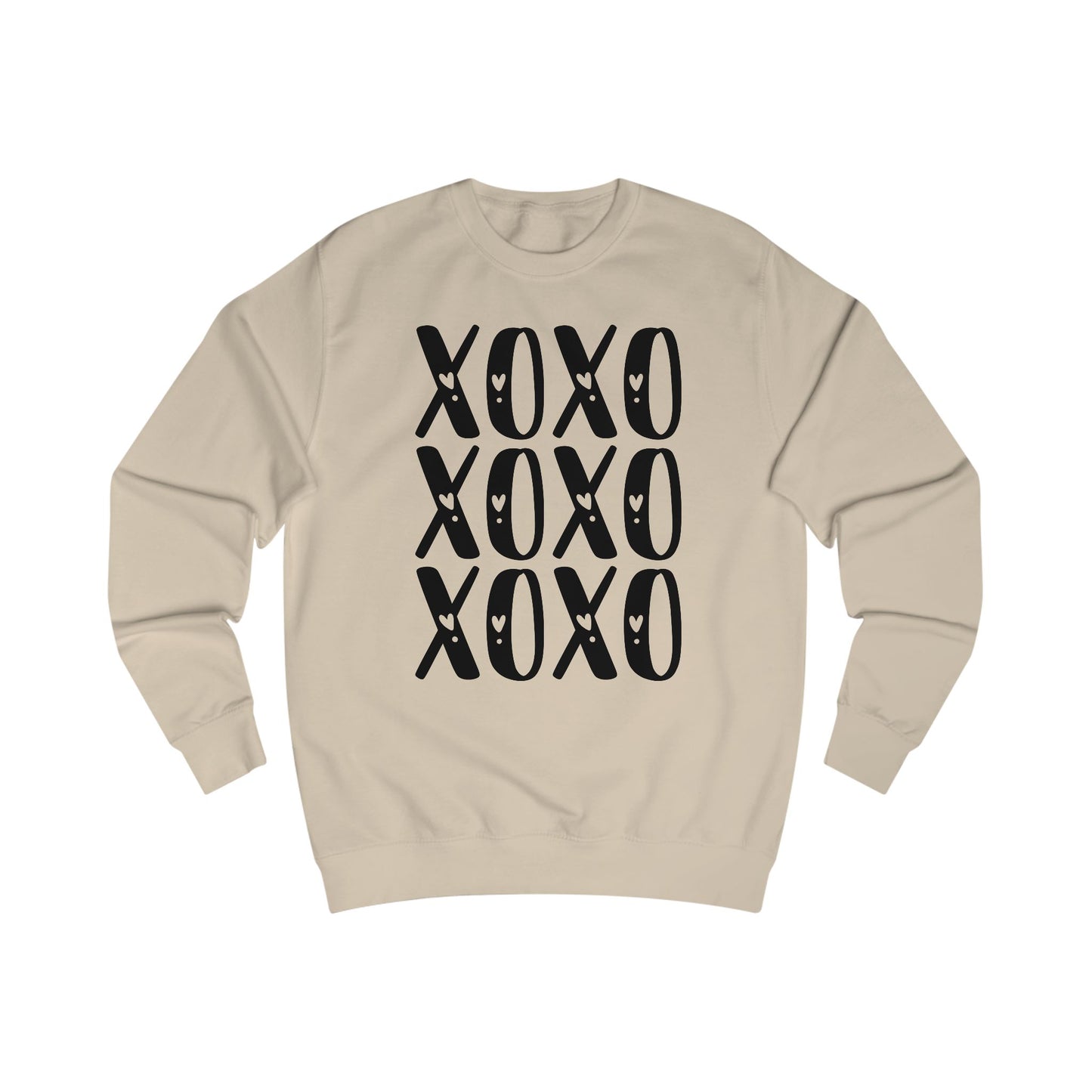 Retro XOXO Black Letters Unisex Sweatshirt - Love Hugs Kisses, Hugs and Kisses, Valentine's Day Gift, Casual Winter Pullover, Cozy Lounge