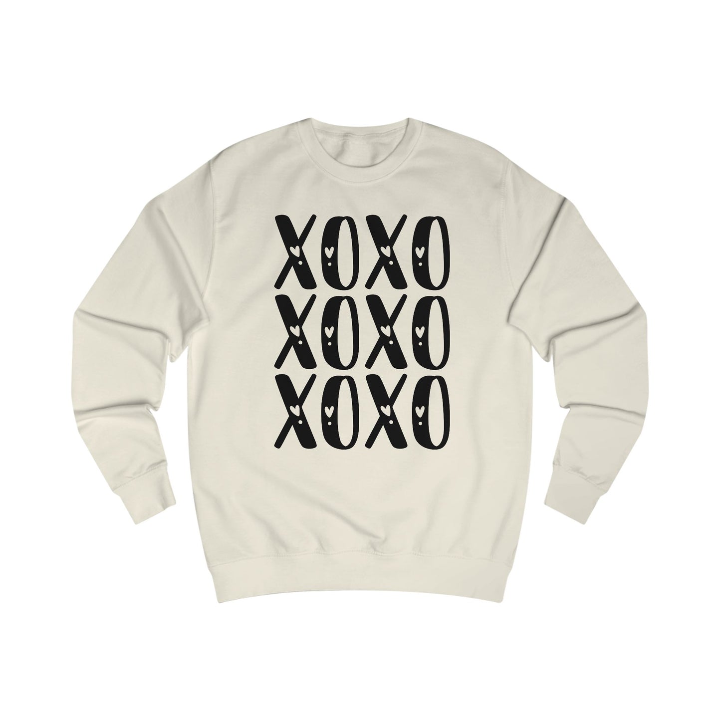 Retro XOXO Black Letters Unisex Sweatshirt - Love Hugs Kisses, Hugs and Kisses, Valentine's Day Gift, Casual Winter Pullover, Cozy Lounge