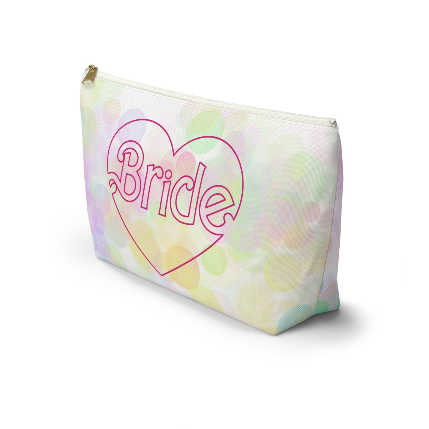 Brides Bokeh Heart Accessory Pouch w T-bottom