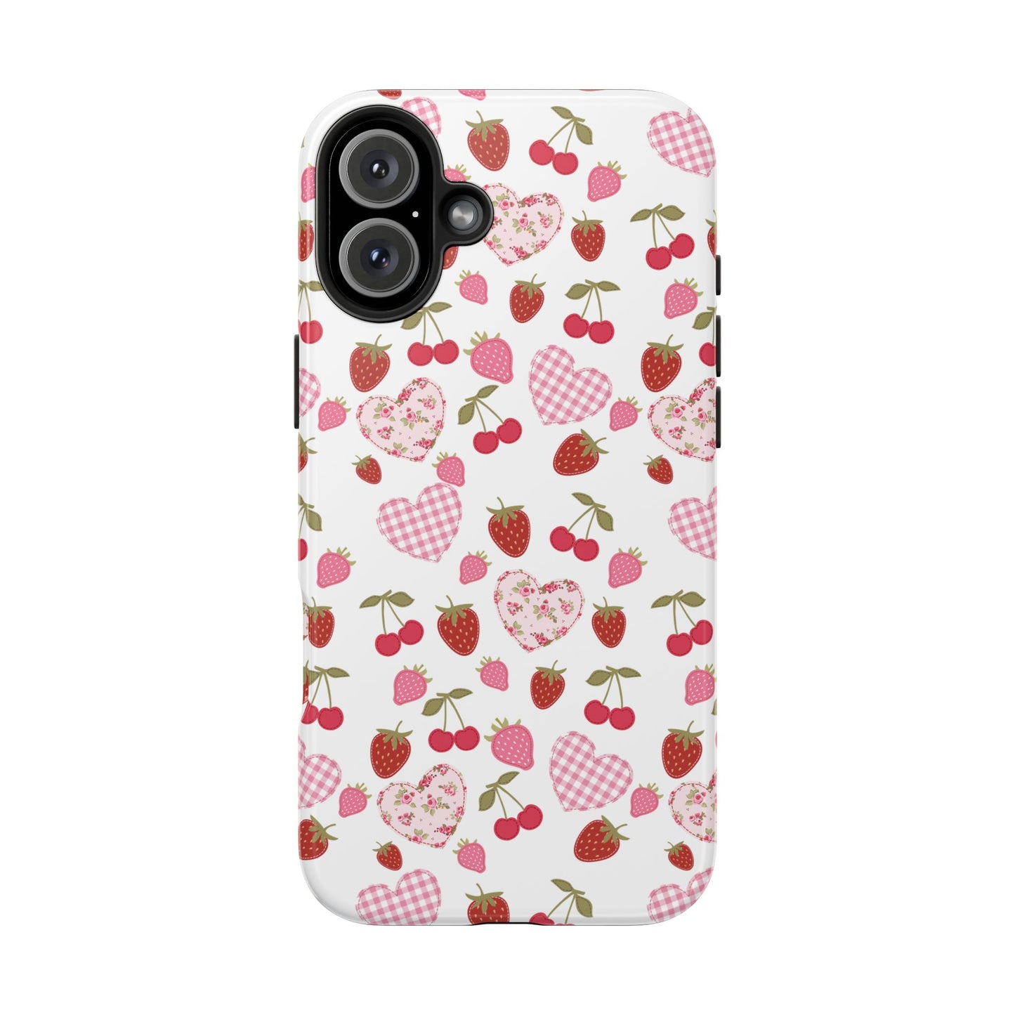 Hearts and Berries Phone Case, Coquette Design Case, Durable Phone Case, Tough Phone Cases