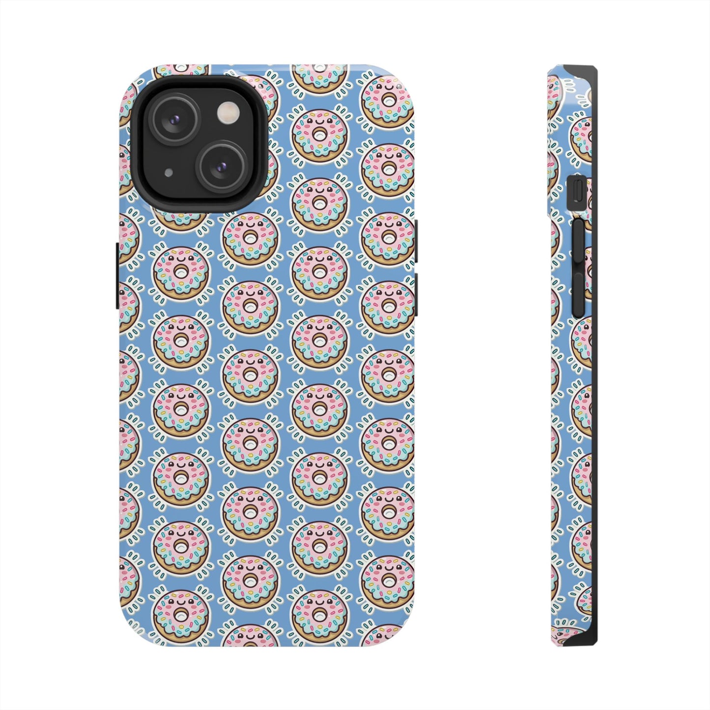 Phone Case, Korean Pop Art Sprinkle Donut Design with Periwinkle Background - Tough Protective Cover, Cute Kawaii Gift, Unique Cellphone