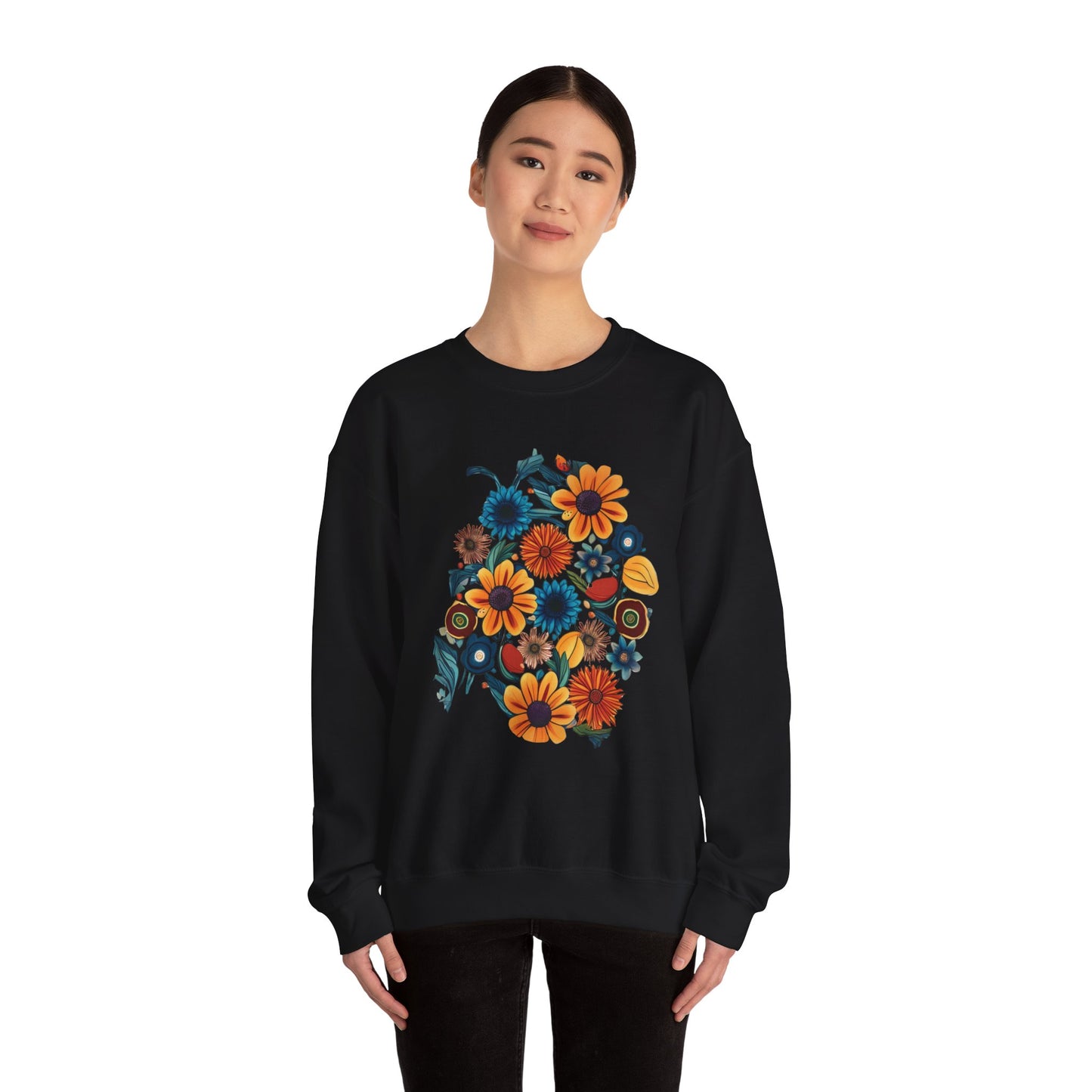 Bohemian Fall Floral Unisex Heavy Blend™ Crewneck Sweatshirt