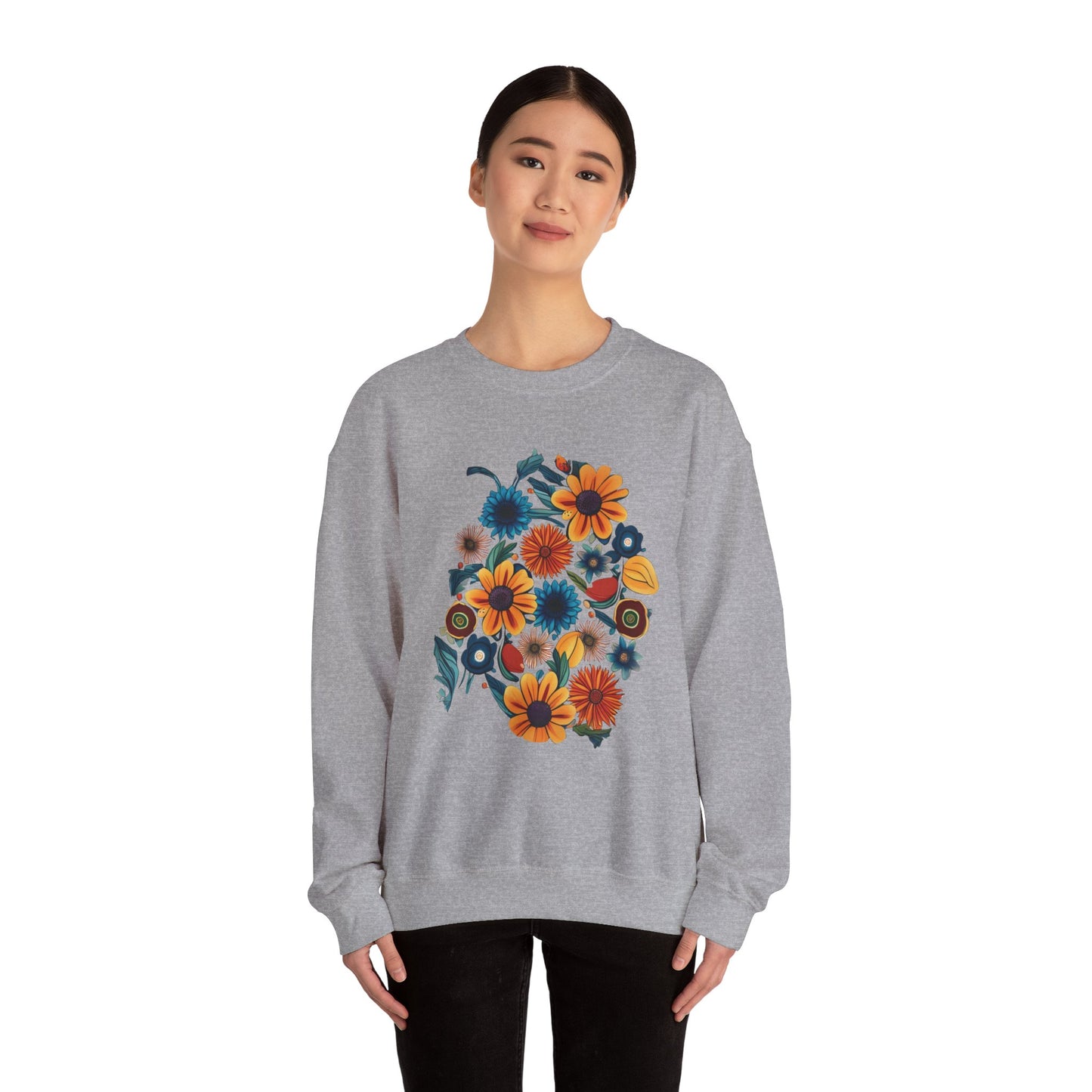 Bohemian Fall Floral Unisex Heavy Blend™ Crewneck Sweatshirt