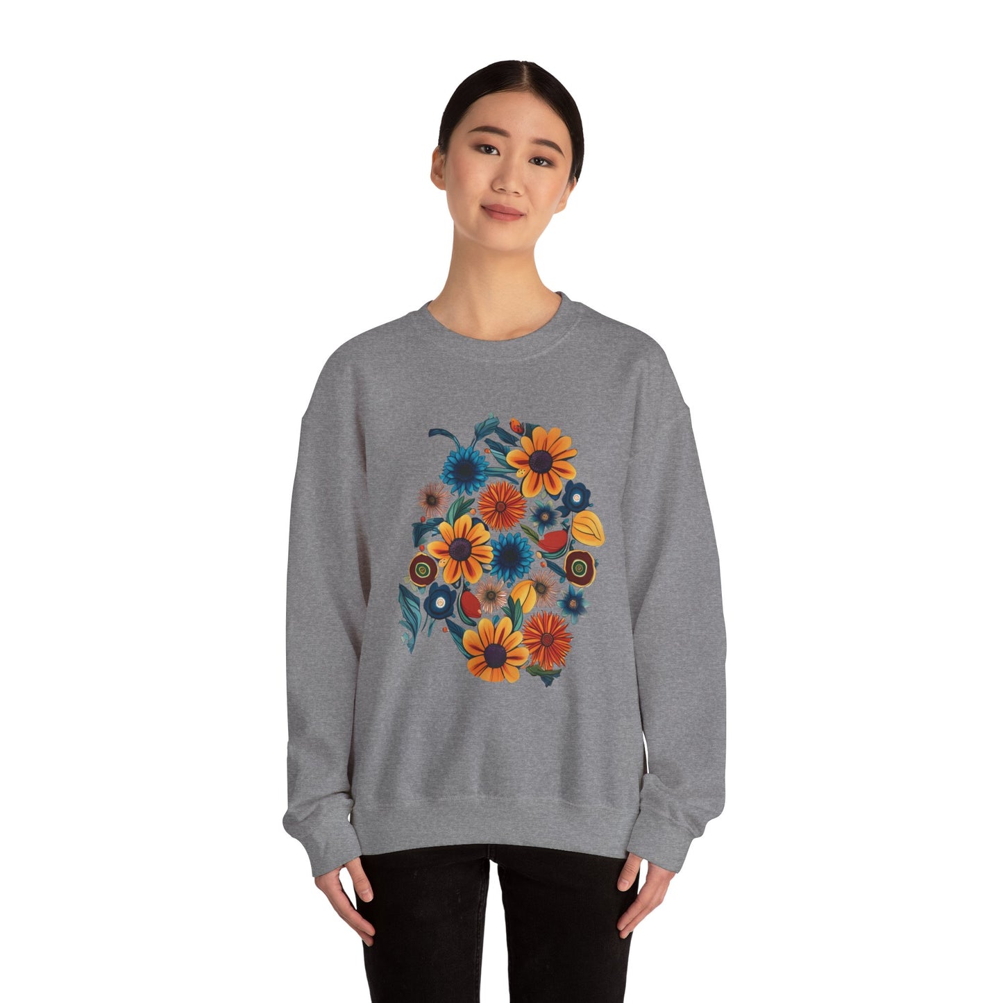 Bohemian Fall Floral Unisex Heavy Blend™ Crewneck Sweatshirt
