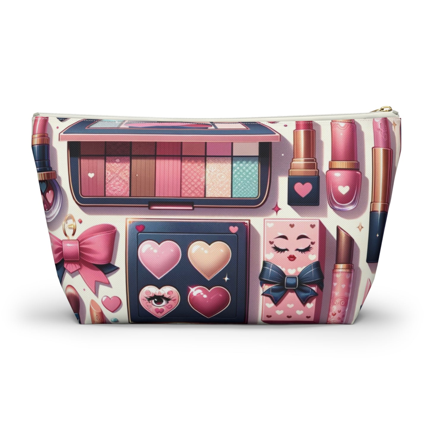 Coquette Glamour Collection Beauty Accessory T-Bottom Pouch Feminine Style Makeup Essentials Lipstick Palette Coquette Beauty Makeup Kit
