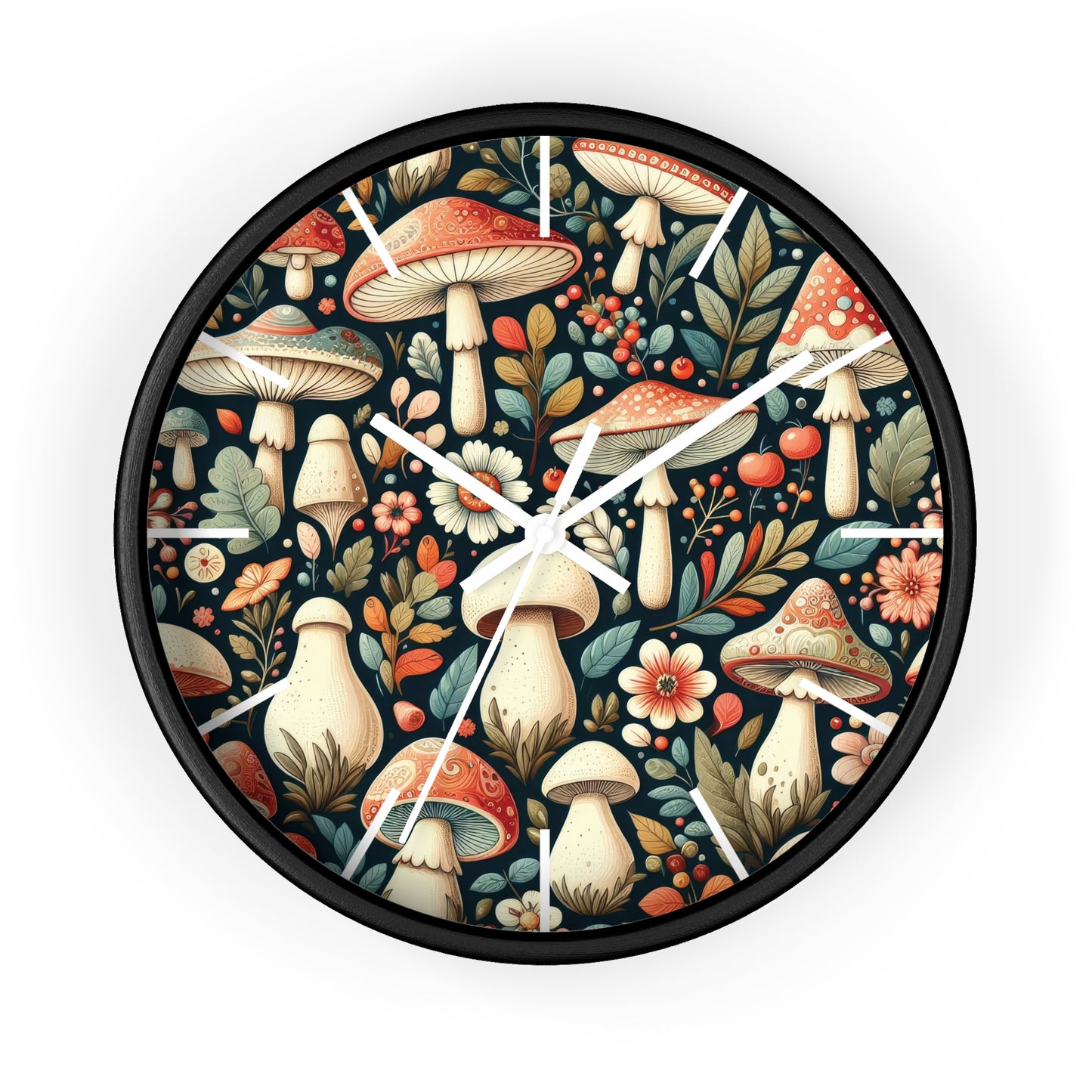 Botanical Mushroom Wall Clock, Nature Themed Clock, Botanical Wall Clock, Unique Wall Clock