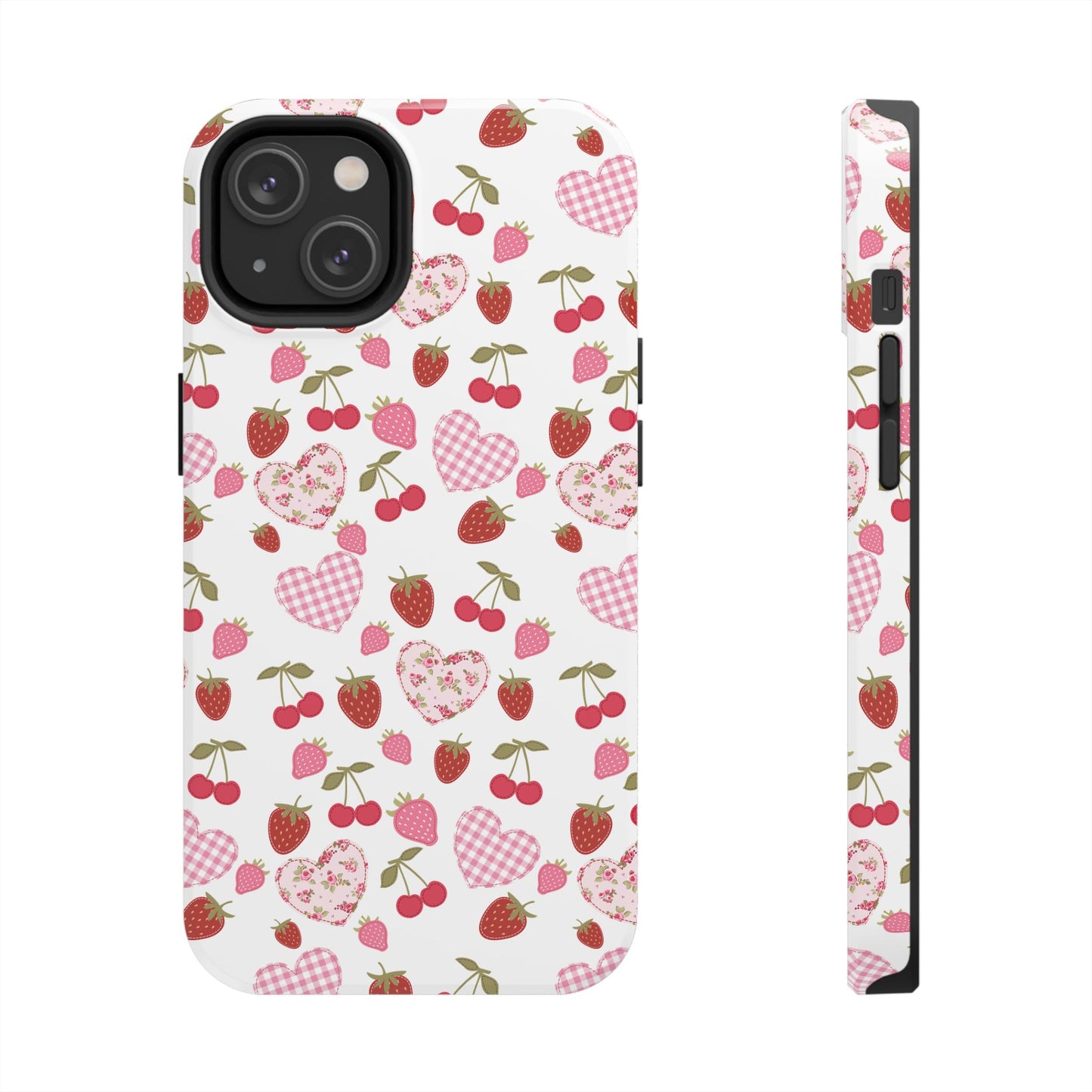 Hearts and Berries Phone Case, Coquette Design Case, Durable Phone Case, Tough Phone Cases