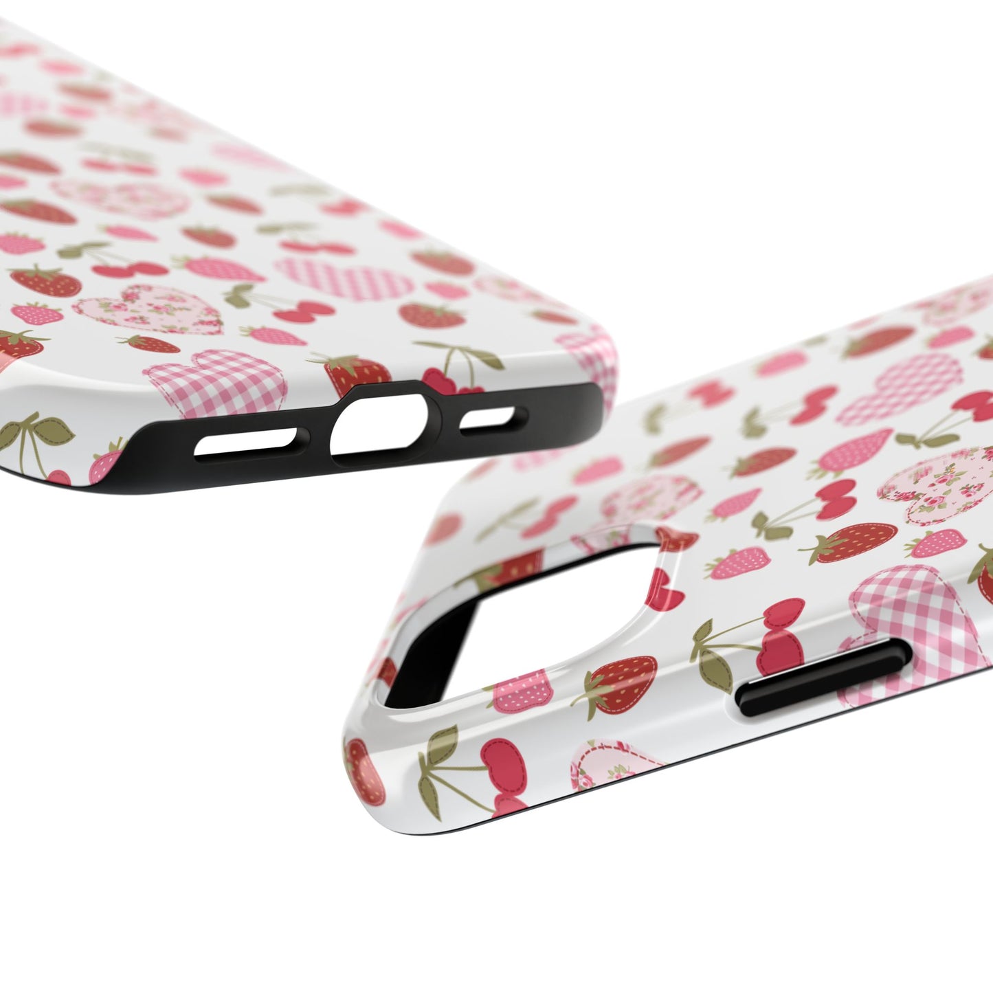 Hearts and Berries Phone Case, Coquette Design Case, Durable Phone Case, Tough Phone Cases