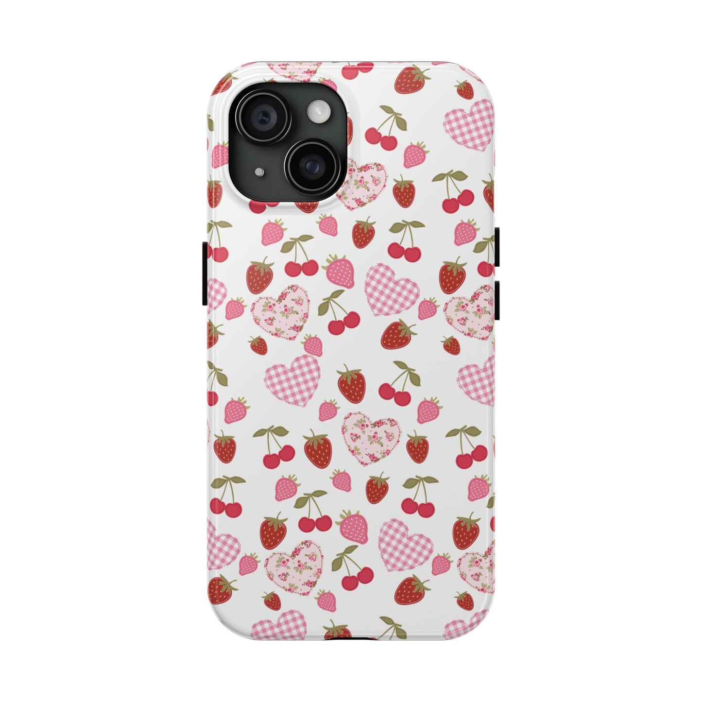 Hearts and Berries Phone Case, Coquette Design Case, Durable Phone Case, Tough Phone Cases