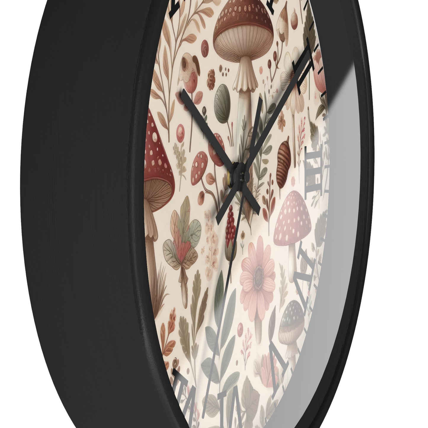 Botanical Mushroom Wall Clock, Nature Themed Clock, Botanical Wall Clock, Unique Wall Clock