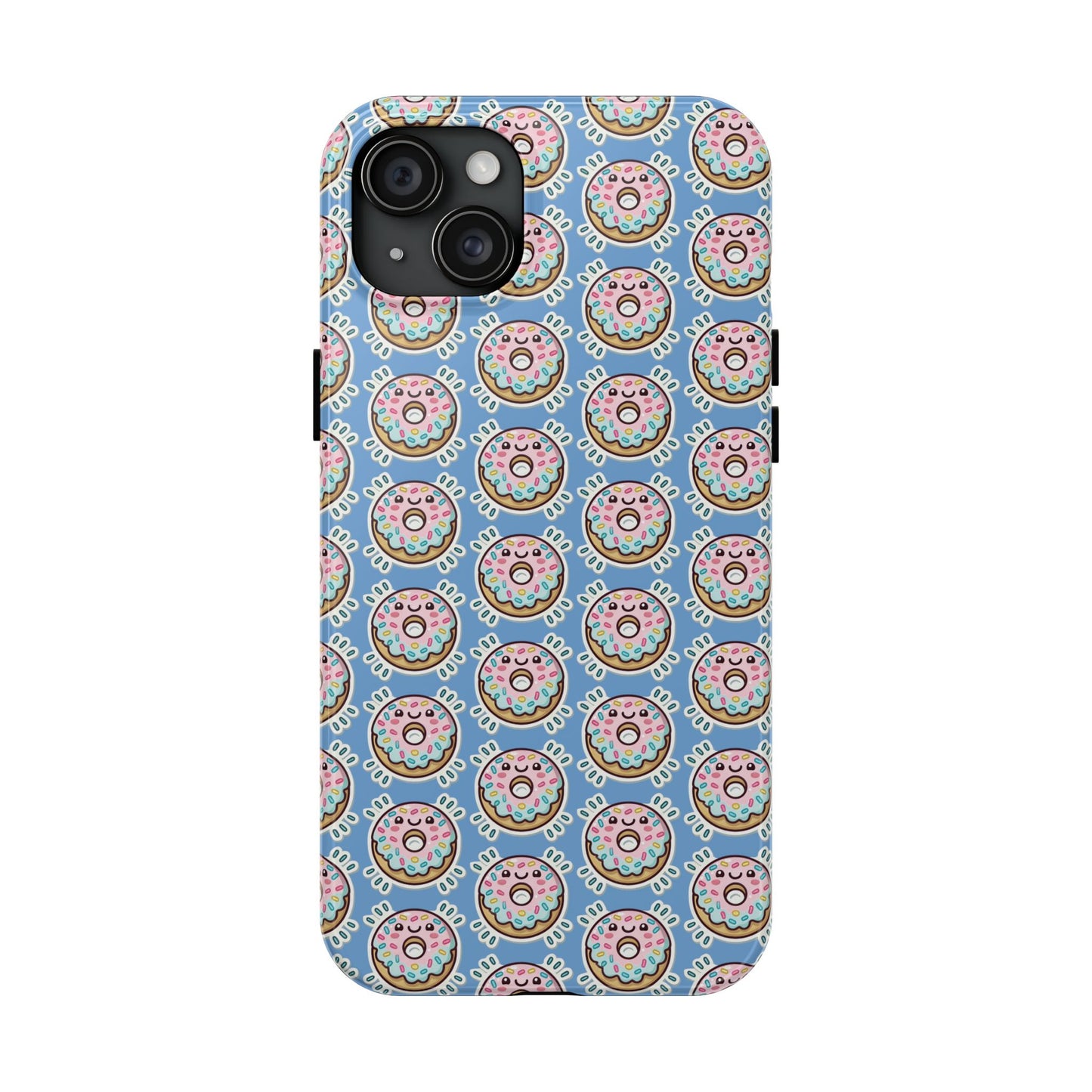 Phone Case, Korean Pop Art Sprinkle Donut Design with Periwinkle Background - Tough Protective Cover, Cute Kawaii Gift, Unique Cellphone