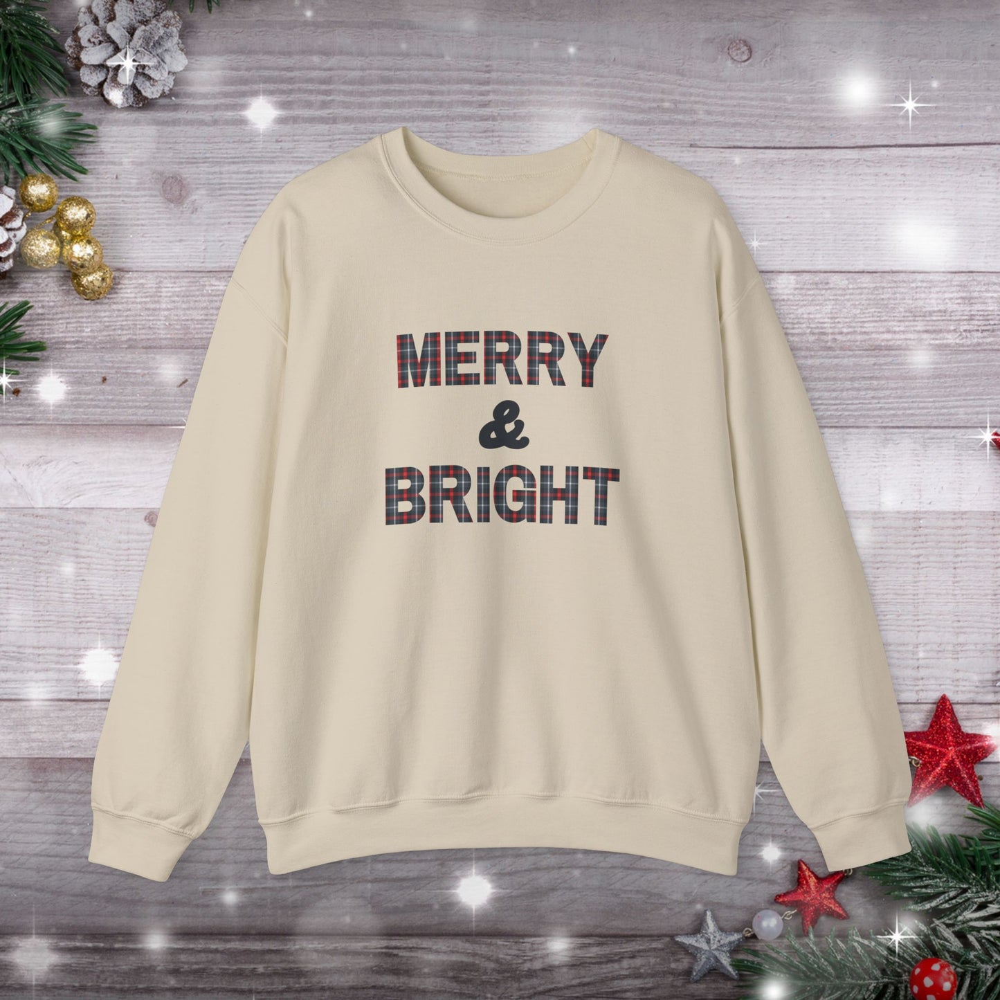 Merry & Bright Christmas Plaid Unisex Heavy Blend™ Crewneck Sweatshirt
