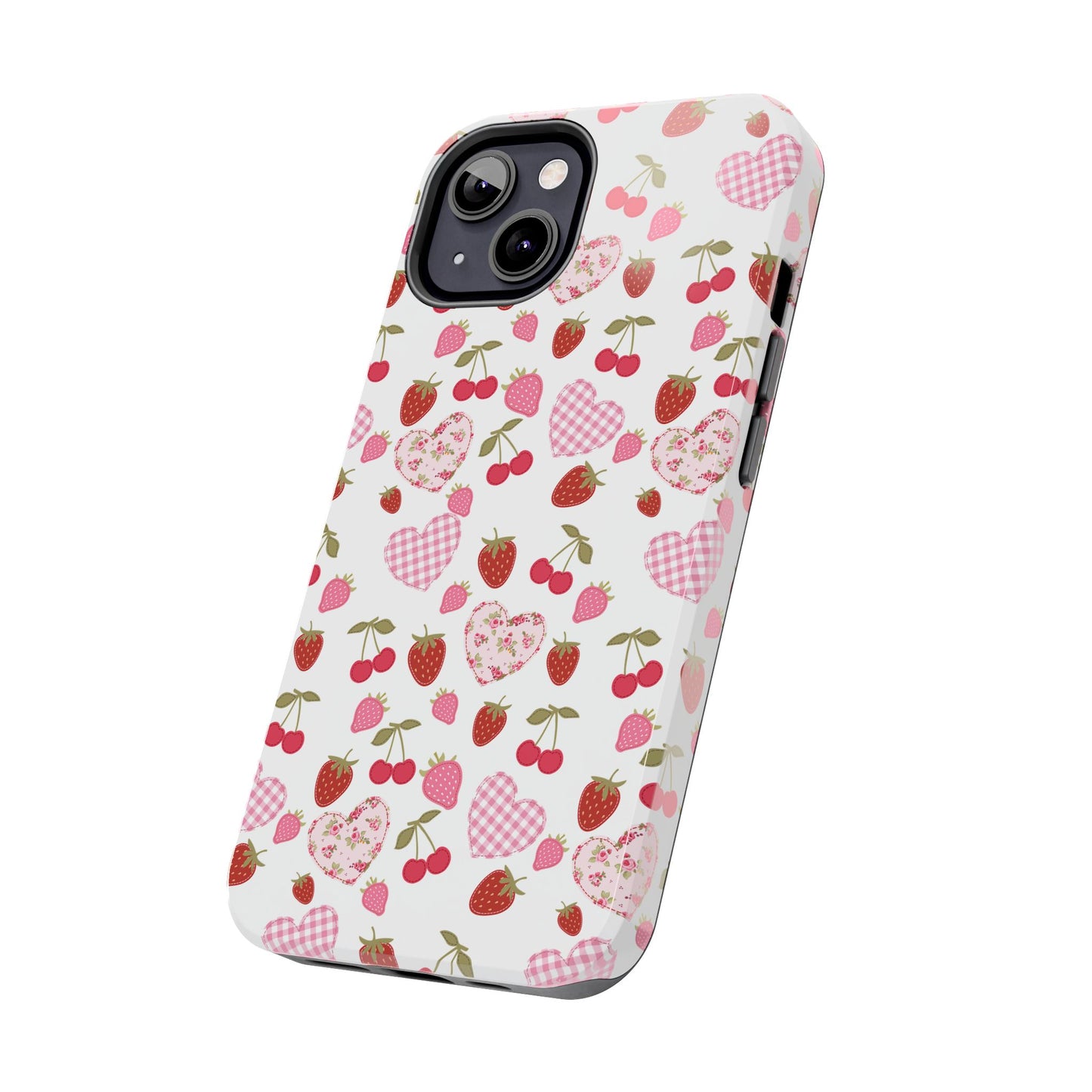 Hearts and Berries Phone Case, Coquette Design Case, Durable Phone Case, Tough Phone Cases