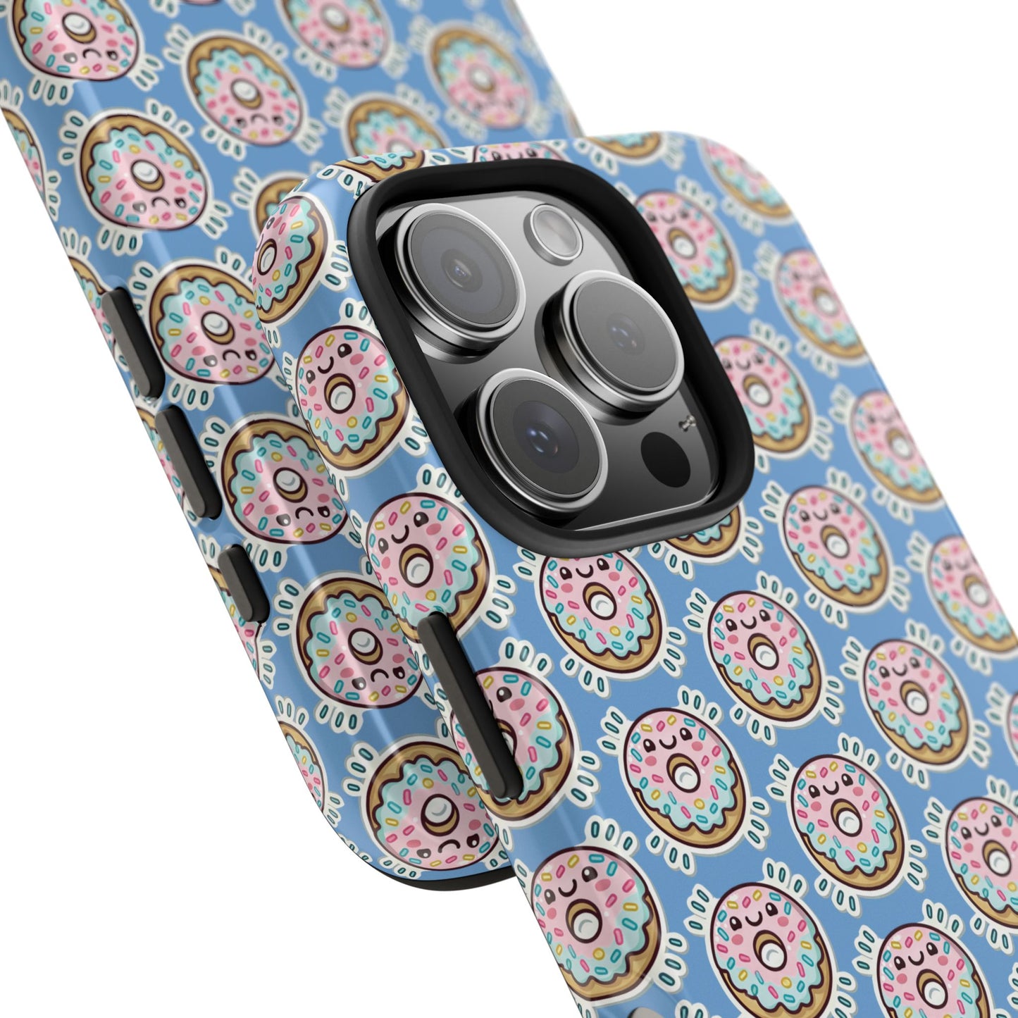 Phone Case, Korean Pop Art Sprinkle Donut Design with Periwinkle Background - Tough Protective Cover, Cute Kawaii Gift, Unique Cellphone