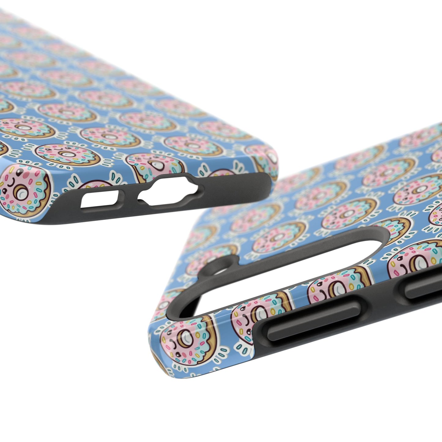 Phone Case, Korean Pop Art Sprinkle Donut Design with Periwinkle Background - Tough Protective Cover, Cute Kawaii Gift, Unique Cellphone