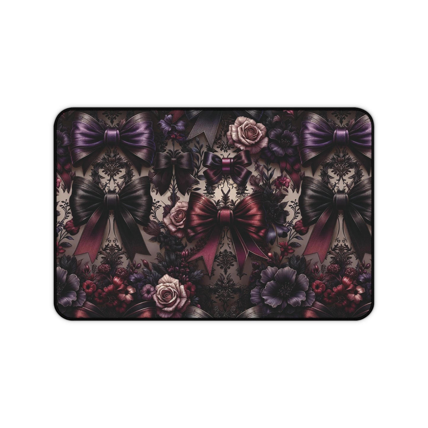 Gothic Floral Desk Mat, Gothic Coquette Mat, Coquette Desk Mat, Bow Desk Mat, Large Desk Mat, Cute Desk Mat, Desk Protector
