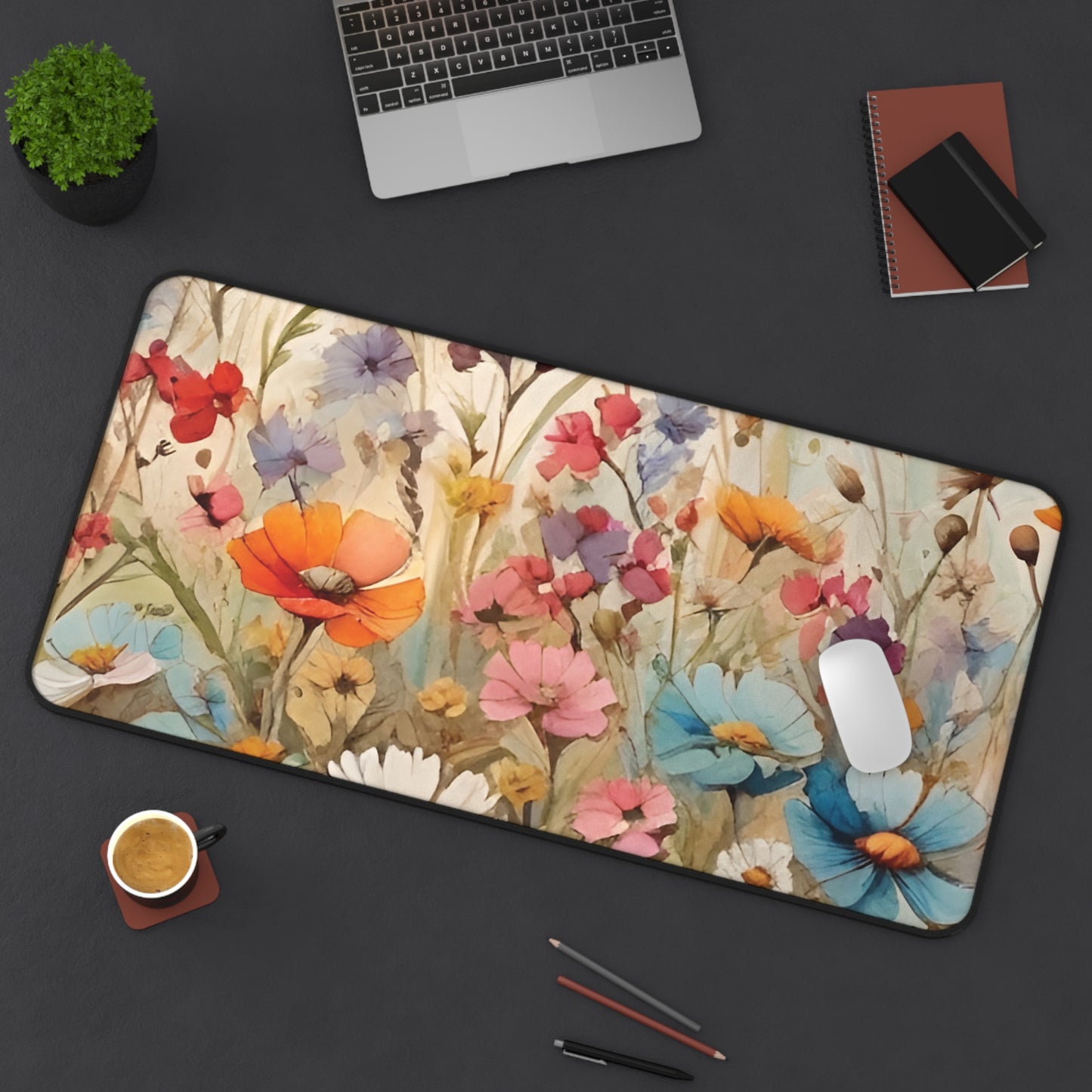 Wildflowers Desk Mat, Whimsical Aesthetic Desk Protector, Nature themed Desk Mat, Aesthetic Desk Mat, Large Desk Mat