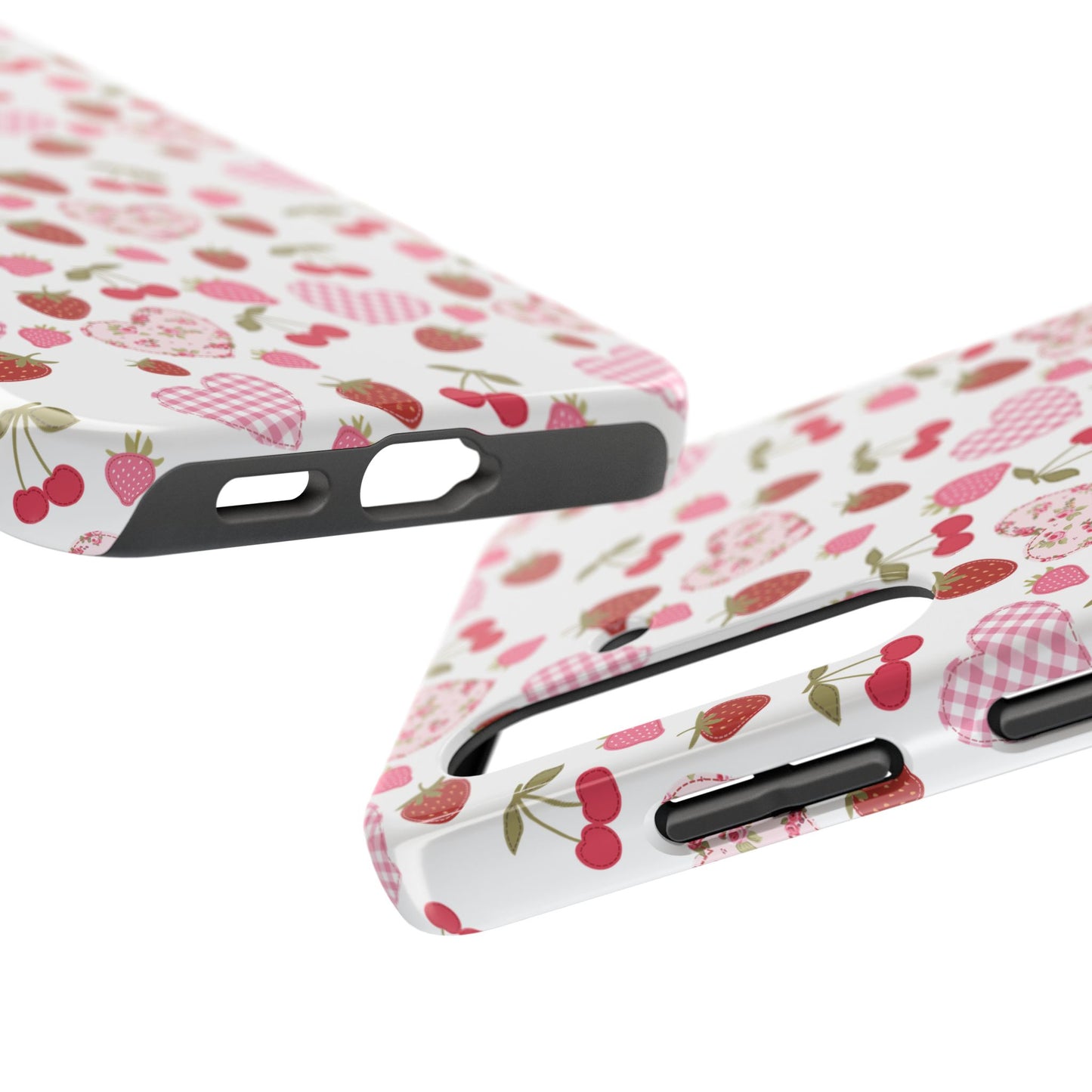 Hearts and Berries Phone Case, Coquette Design Case, Durable Phone Case, Tough Phone Cases