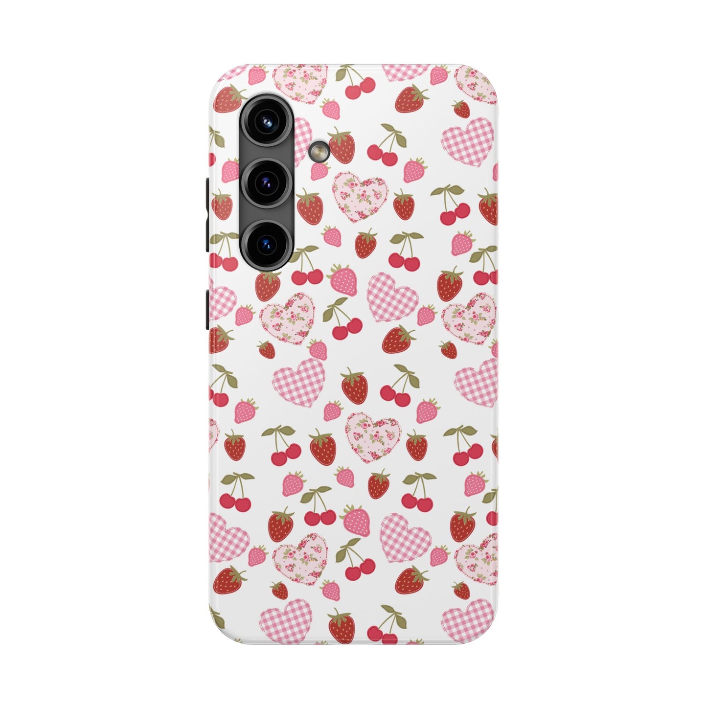 Hearts and Berries Phone Case, Coquette Design Case, Durable Phone Case, Tough Phone Cases
