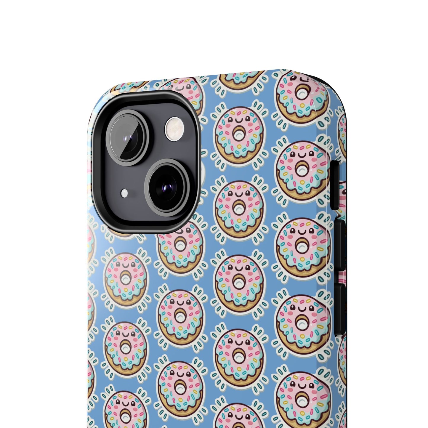 Phone Case, Korean Pop Art Sprinkle Donut Design with Periwinkle Background - Tough Protective Cover, Cute Kawaii Gift, Unique Cellphone