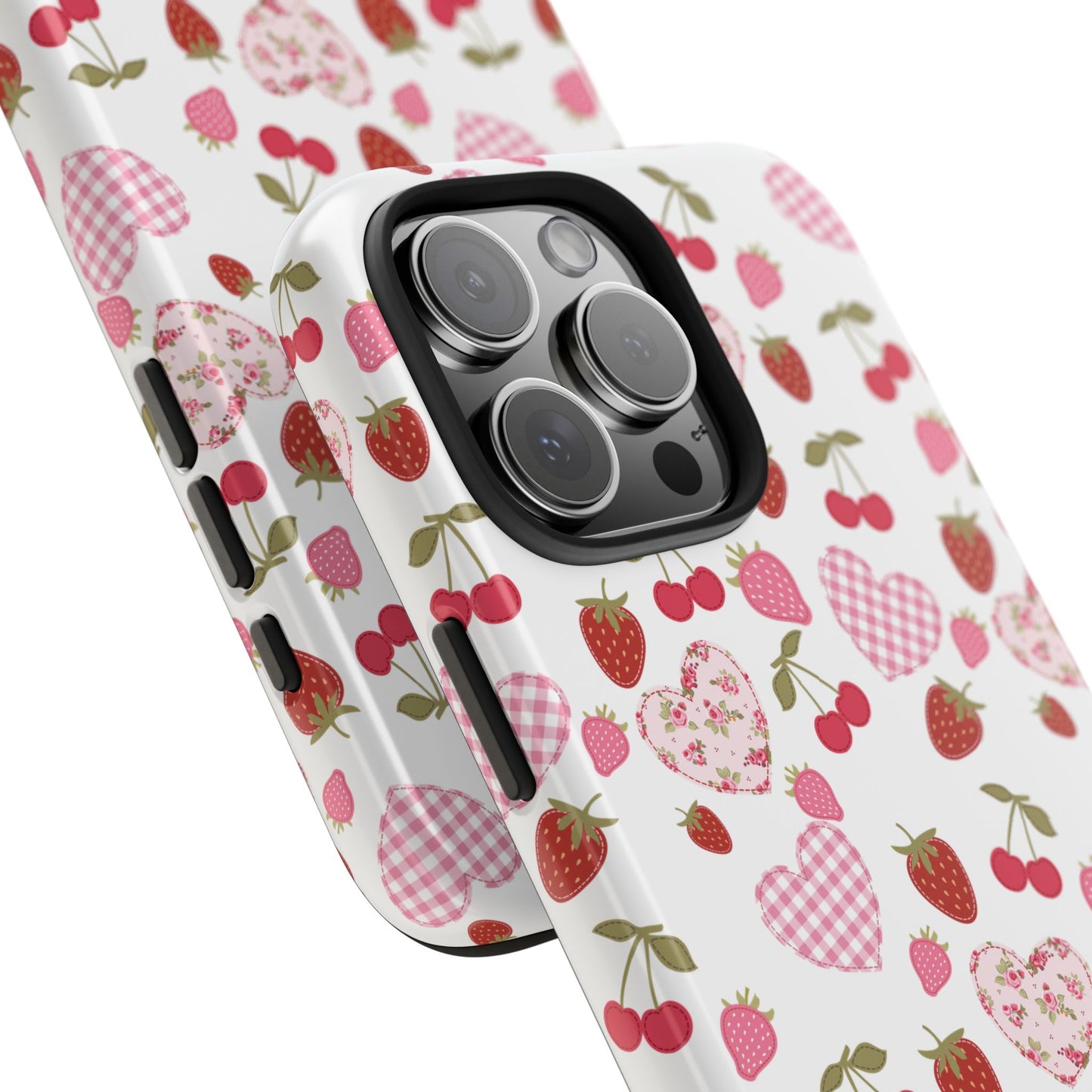 Hearts and Berries Phone Case, Coquette Design Case, Durable Phone Case, Tough Phone Cases