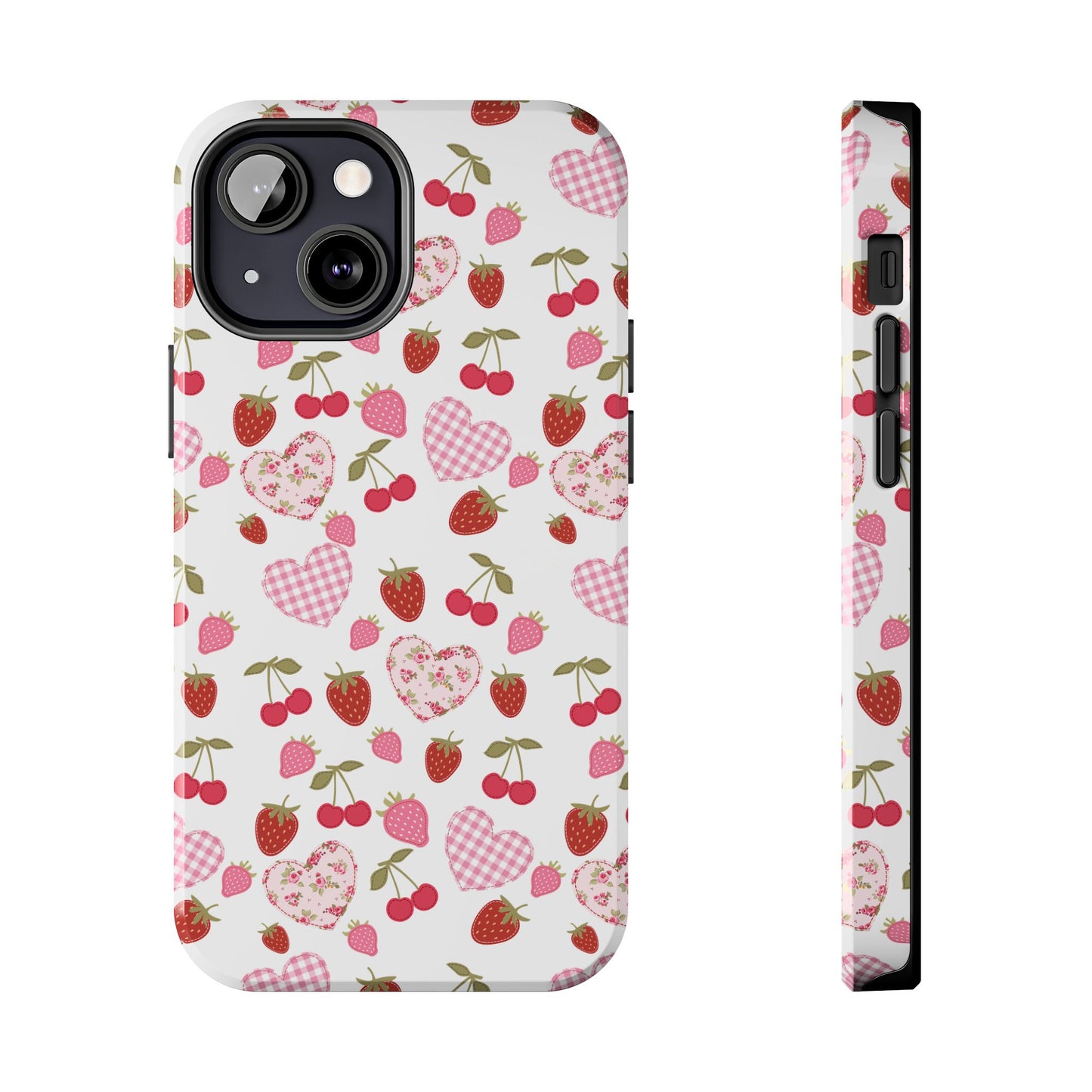 Hearts and Berries Phone Case, Coquette Design Case, Durable Phone Case, Tough Phone Cases