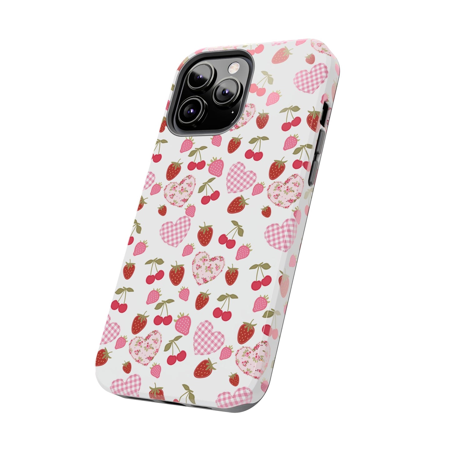 Hearts and Berries Phone Case, Coquette Design Case, Durable Phone Case, Tough Phone Cases