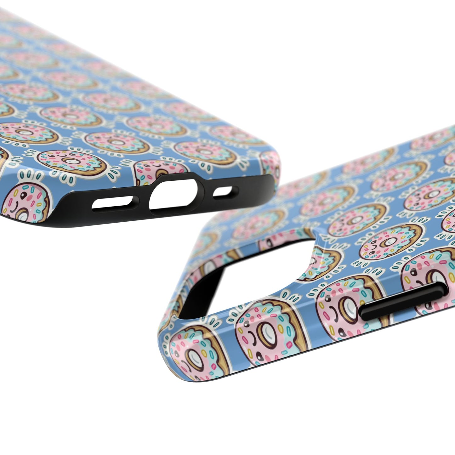 Phone Case, Korean Pop Art Sprinkle Donut Design with Periwinkle Background - Tough Protective Cover, Cute Kawaii Gift, Unique Cellphone