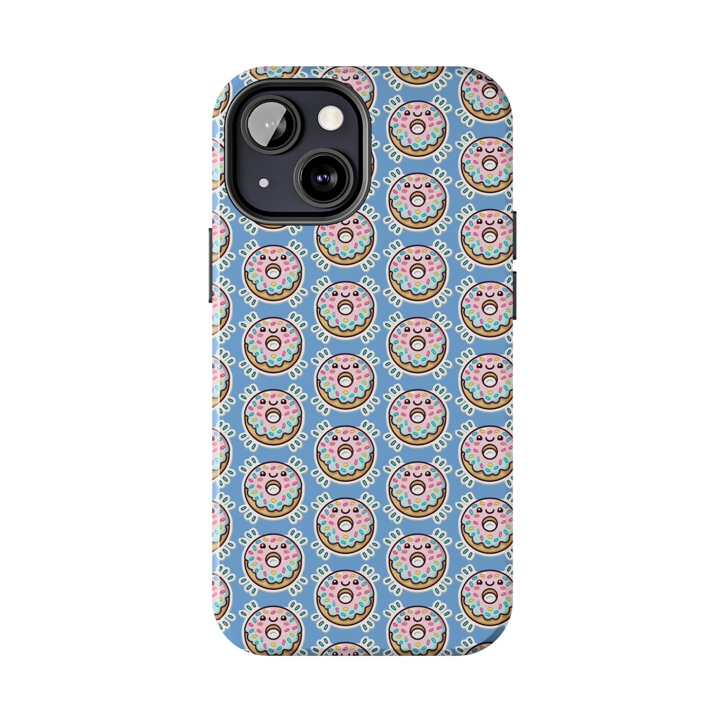 Phone Case, Korean Pop Art Sprinkle Donut Design with Periwinkle Background - Tough Protective Cover, Cute Kawaii Gift, Unique Cellphone