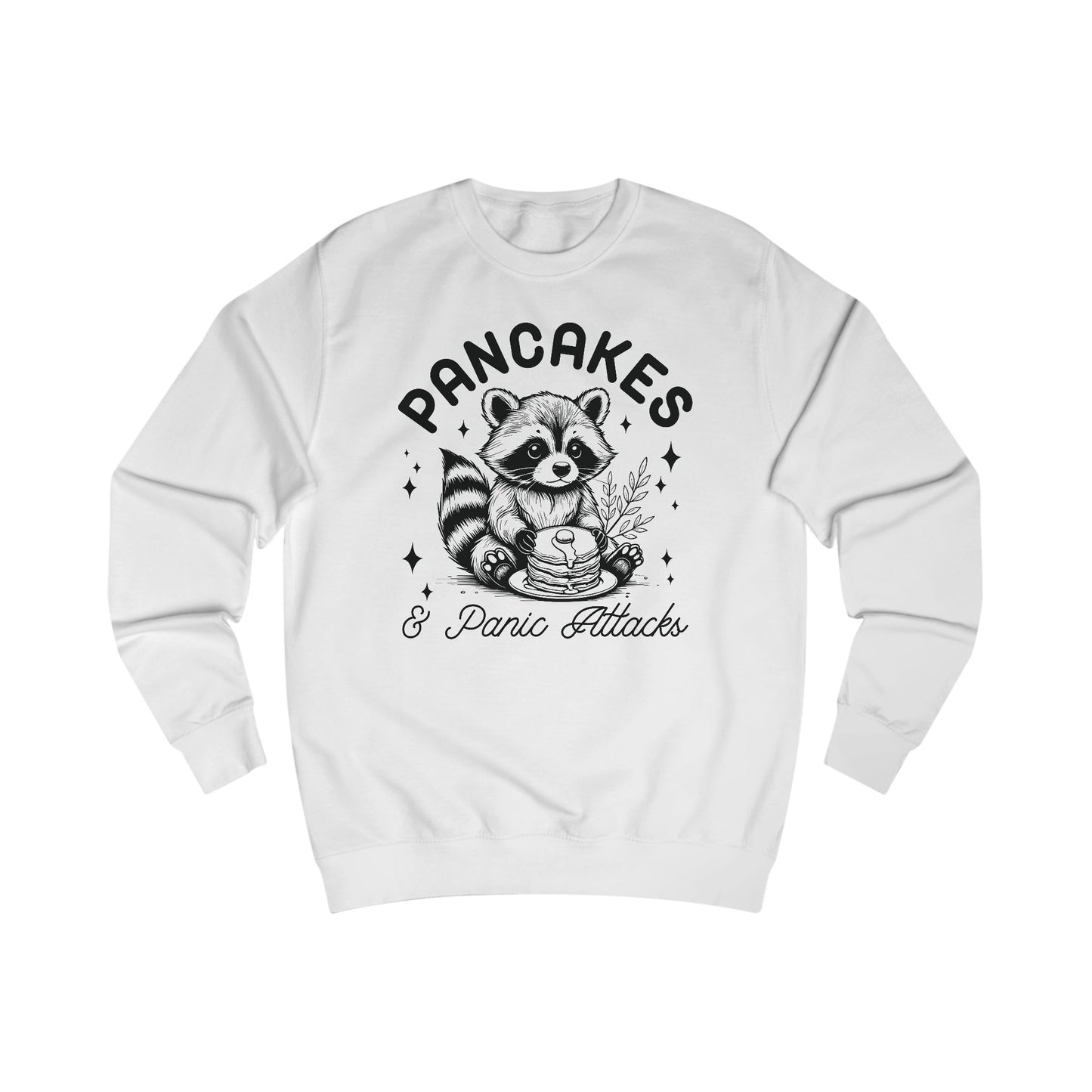 Whimsical Raccoon Sweatshirt, Pancakes and Panic Attacks, Cozy Jumper, Funny Animal Top, Cute Sweater, Gift for Raccoon Lovers