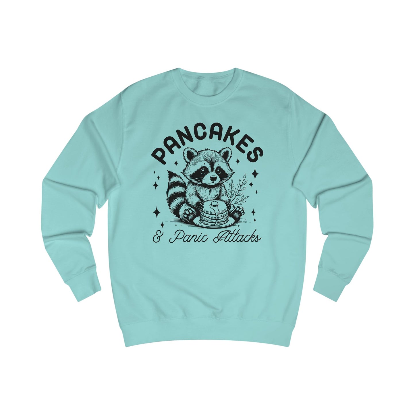 Whimsical Raccoon Sweatshirt, Pancakes and Panic Attacks, Cozy Jumper, Funny Animal Top, Cute Sweater, Gift for Raccoon Lovers