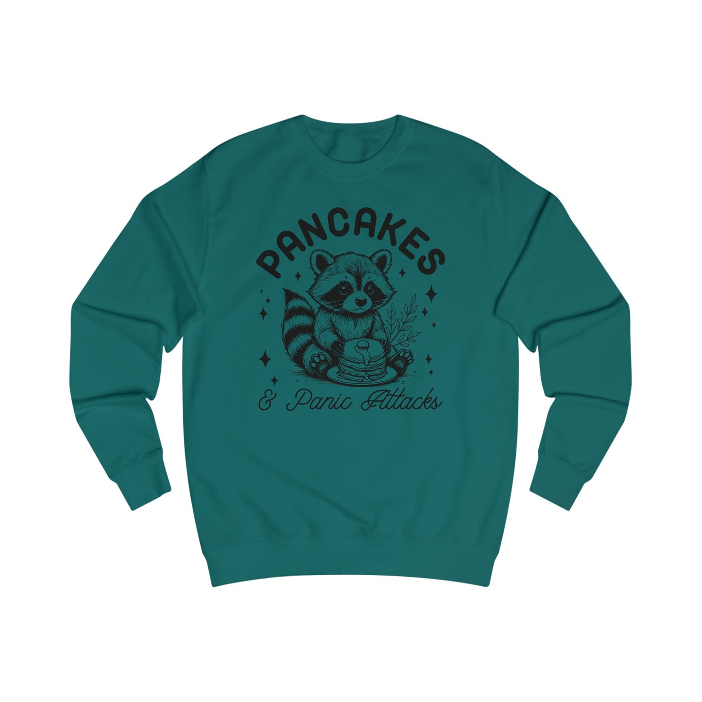 Whimsical Raccoon Sweatshirt, Pancakes and Panic Attacks, Cozy Jumper, Funny Animal Top, Cute Sweater, Gift for Raccoon Lovers
