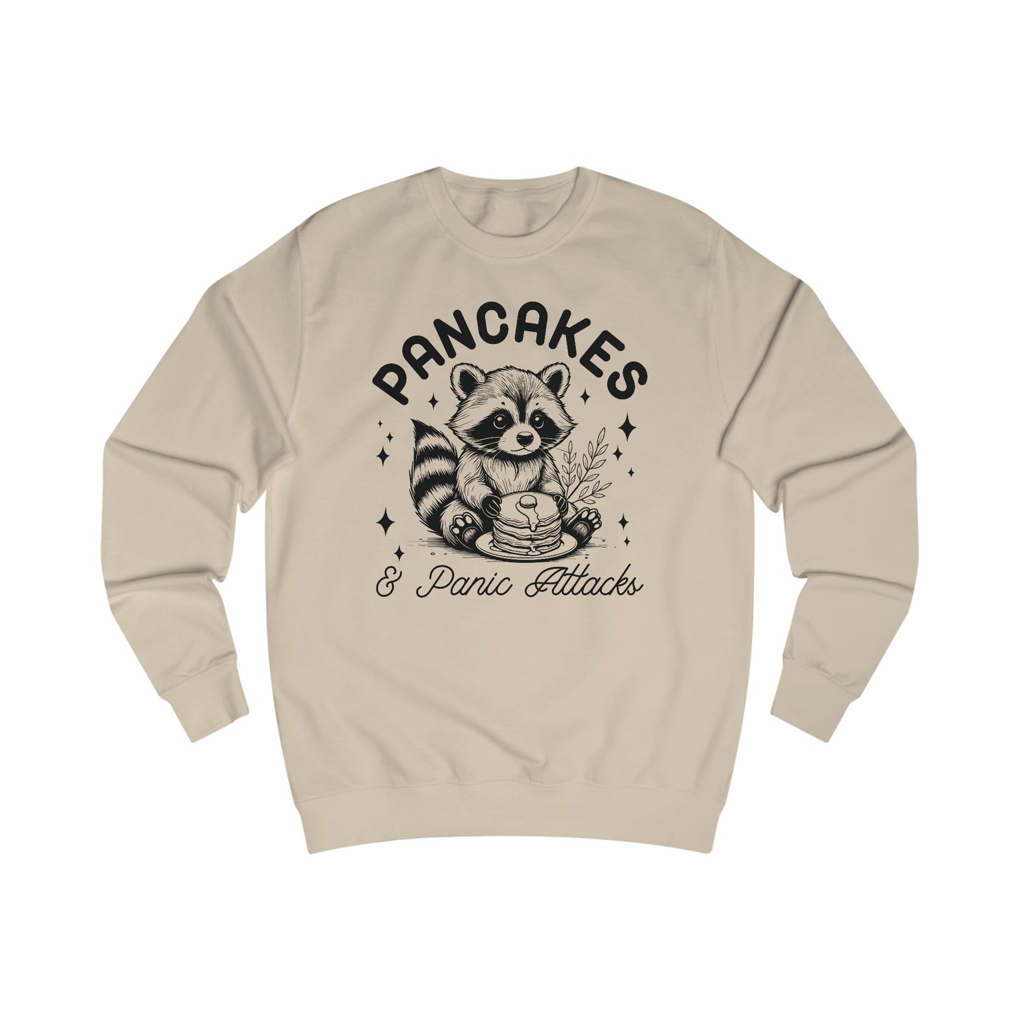Whimsical Raccoon Sweatshirt, Pancakes and Panic Attacks, Cozy Jumper, Funny Animal Top, Cute Sweater, Gift for Raccoon Lovers