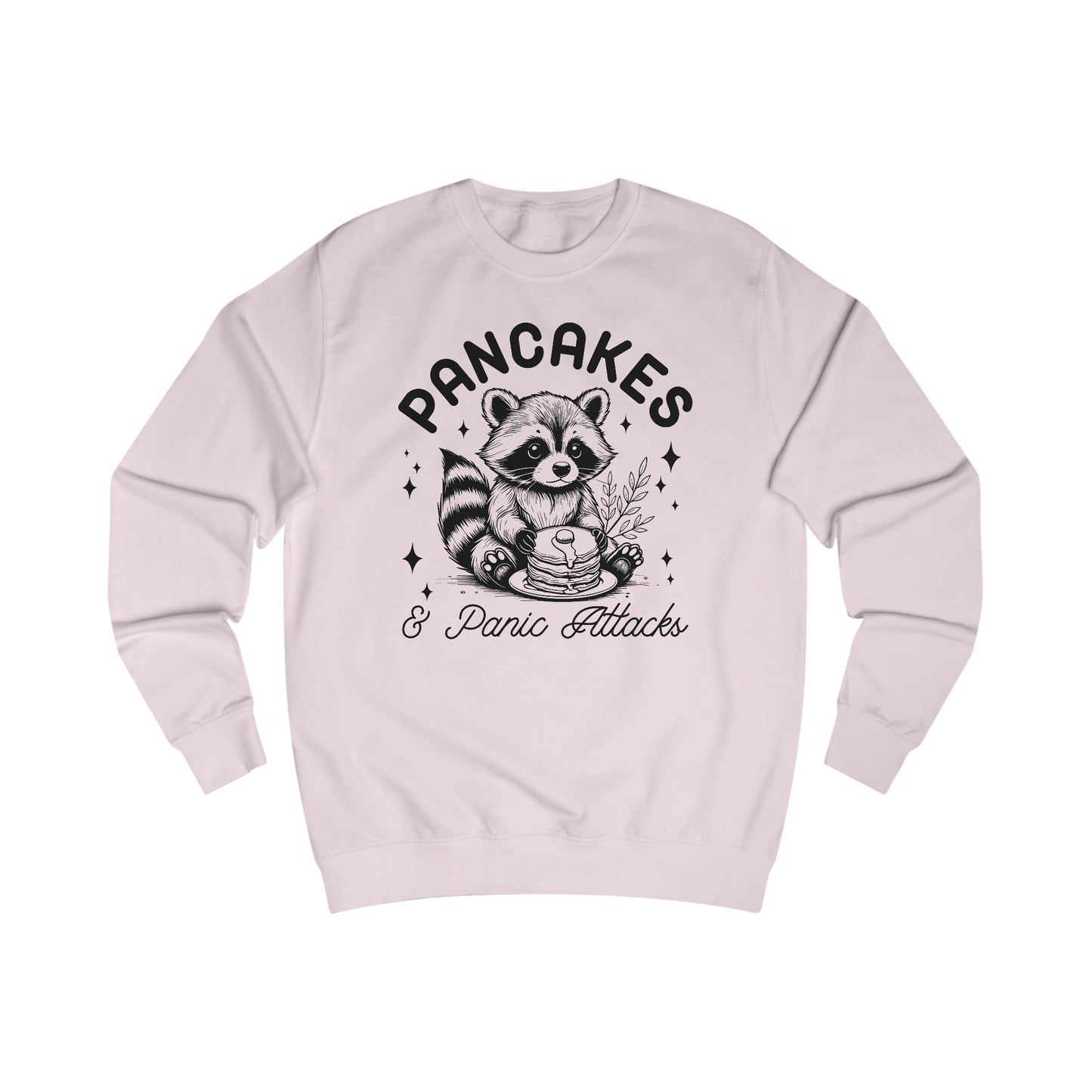 Whimsical Raccoon Sweatshirt, Pancakes and Panic Attacks, Cozy Jumper, Funny Animal Top, Cute Sweater, Gift for Raccoon Lovers