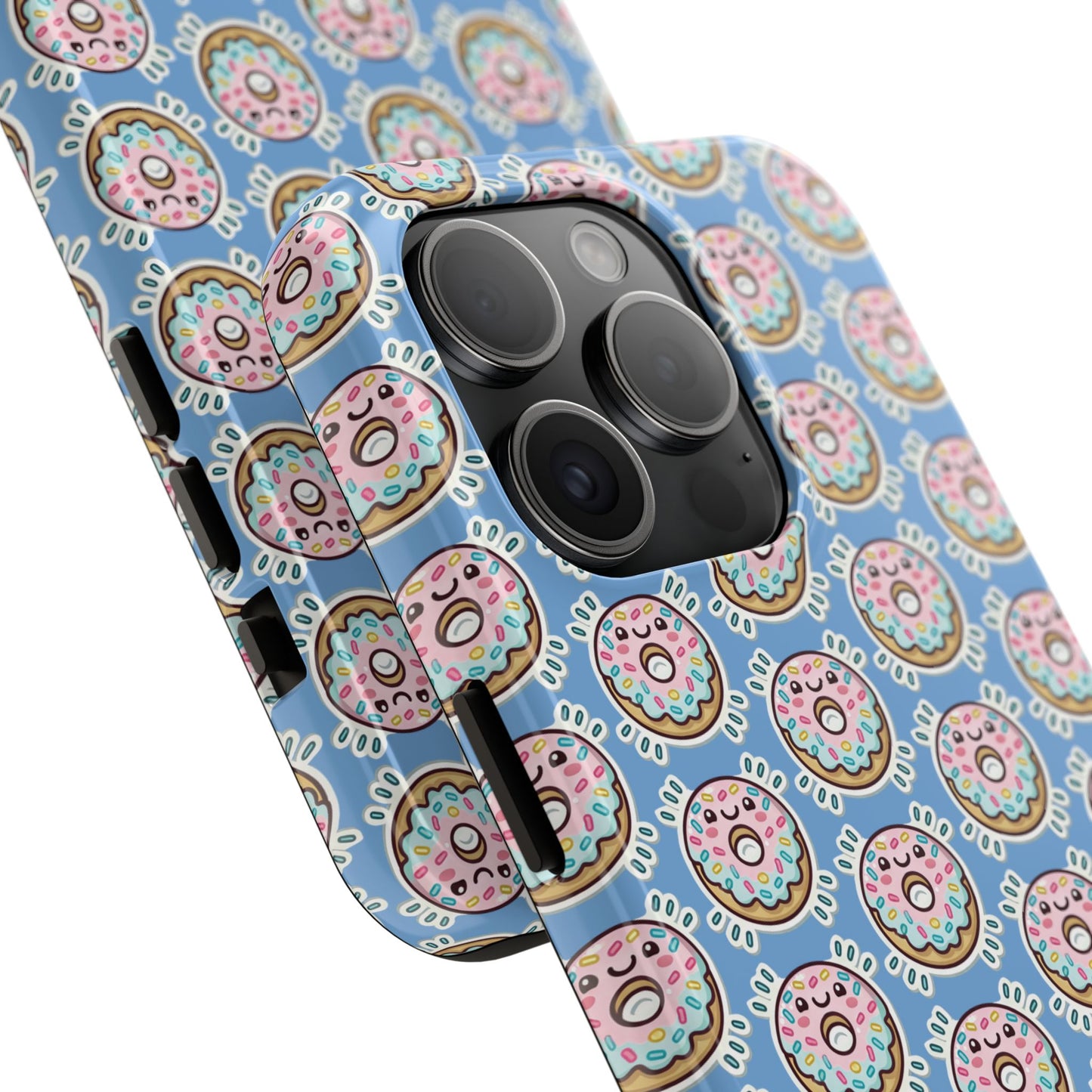 Phone Case, Korean Pop Art Sprinkle Donut Design with Periwinkle Background - Tough Protective Cover, Cute Kawaii Gift, Unique Cellphone