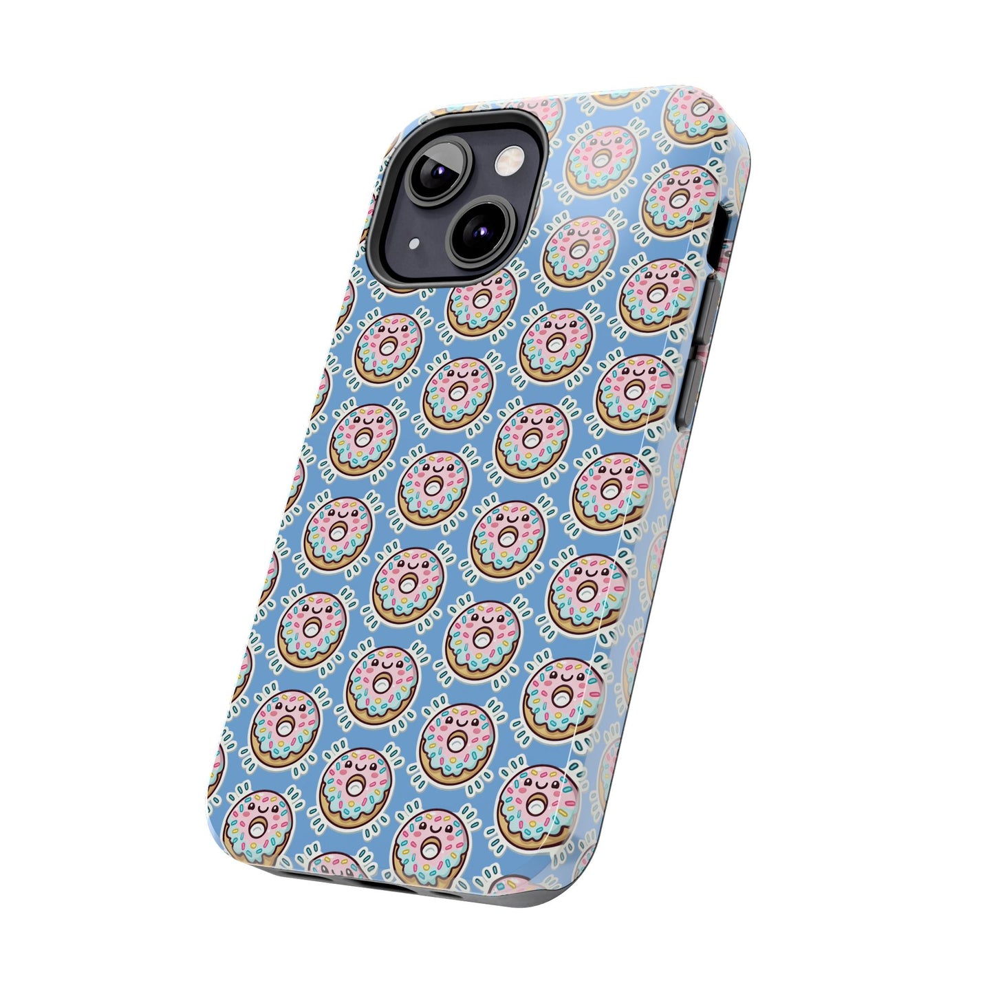 Phone Case, Korean Pop Art Sprinkle Donut Design with Periwinkle Background - Tough Protective Cover, Cute Kawaii Gift, Unique Cellphone