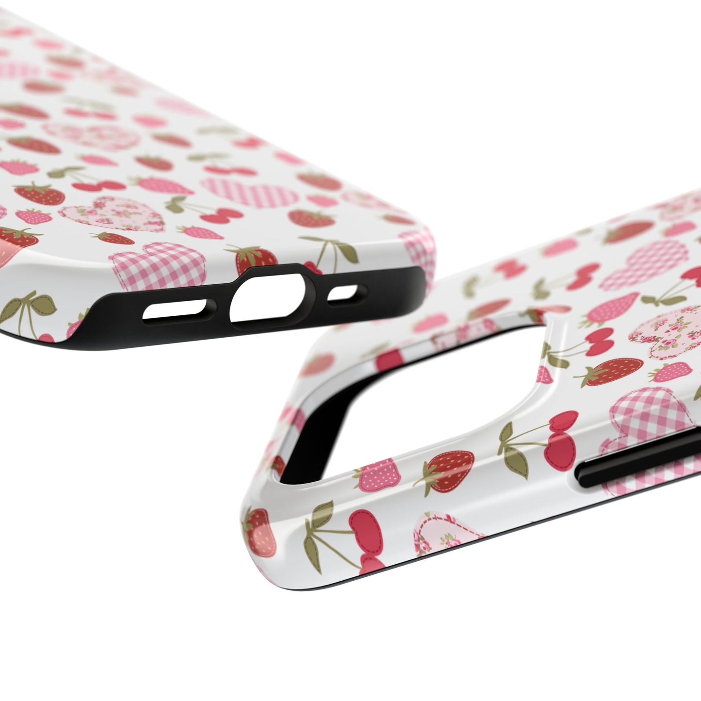 Hearts and Berries Phone Case, Coquette Design Case, Durable Phone Case, Tough Phone Cases