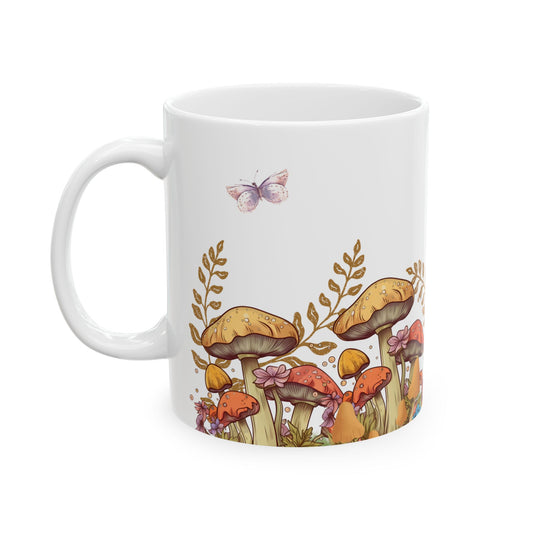Cottagecore Mushroom Flower Butterfly Ceramic Coffee Hot Chocolate Tea Mug