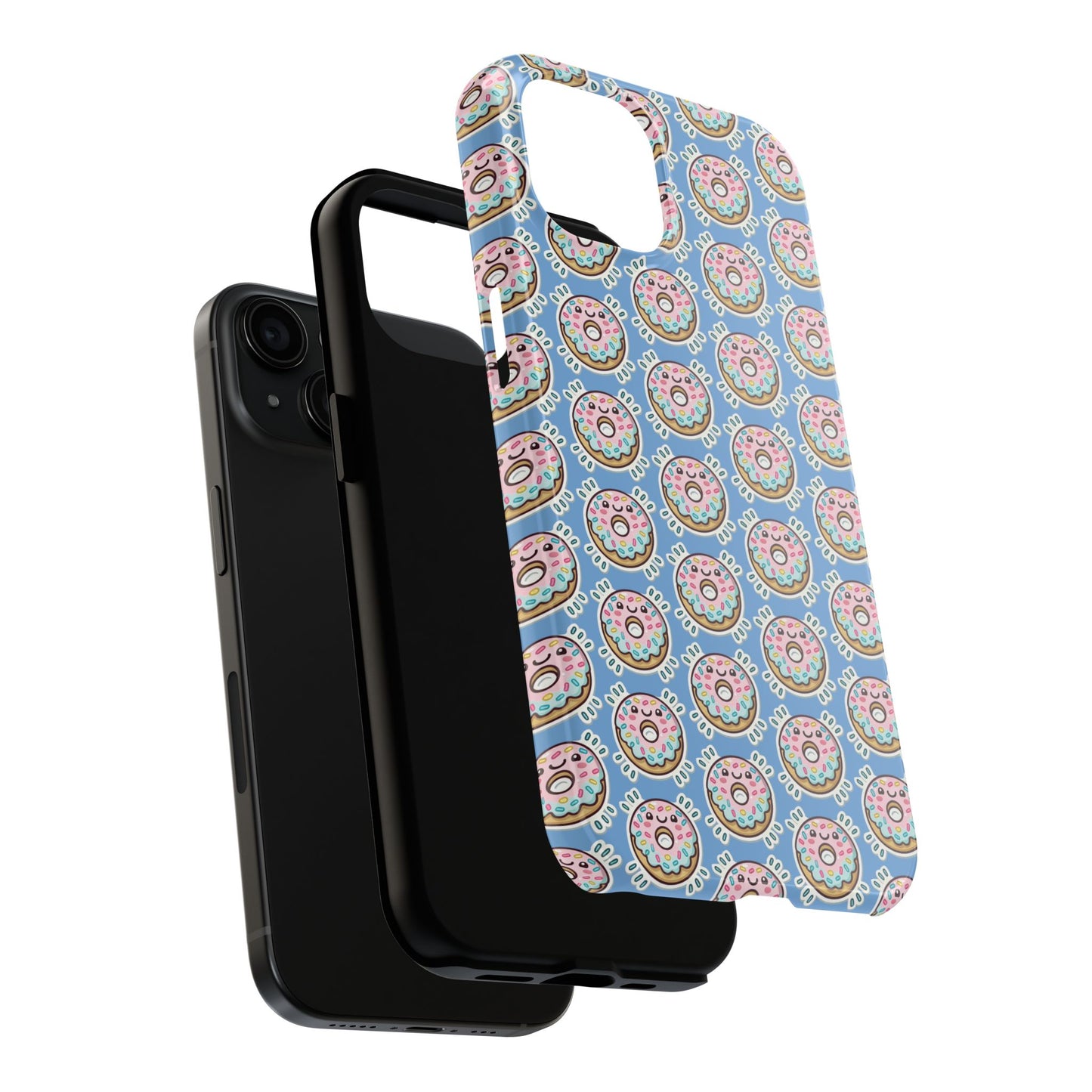 Phone Case, Korean Pop Art Sprinkle Donut Design with Periwinkle Background - Tough Protective Cover, Cute Kawaii Gift, Unique Cellphone