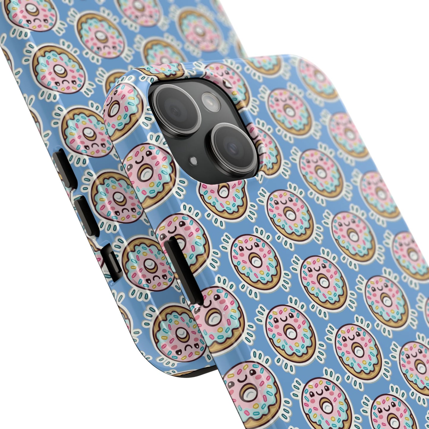 Phone Case, Korean Pop Art Sprinkle Donut Design with Periwinkle Background - Tough Protective Cover, Cute Kawaii Gift, Unique Cellphone