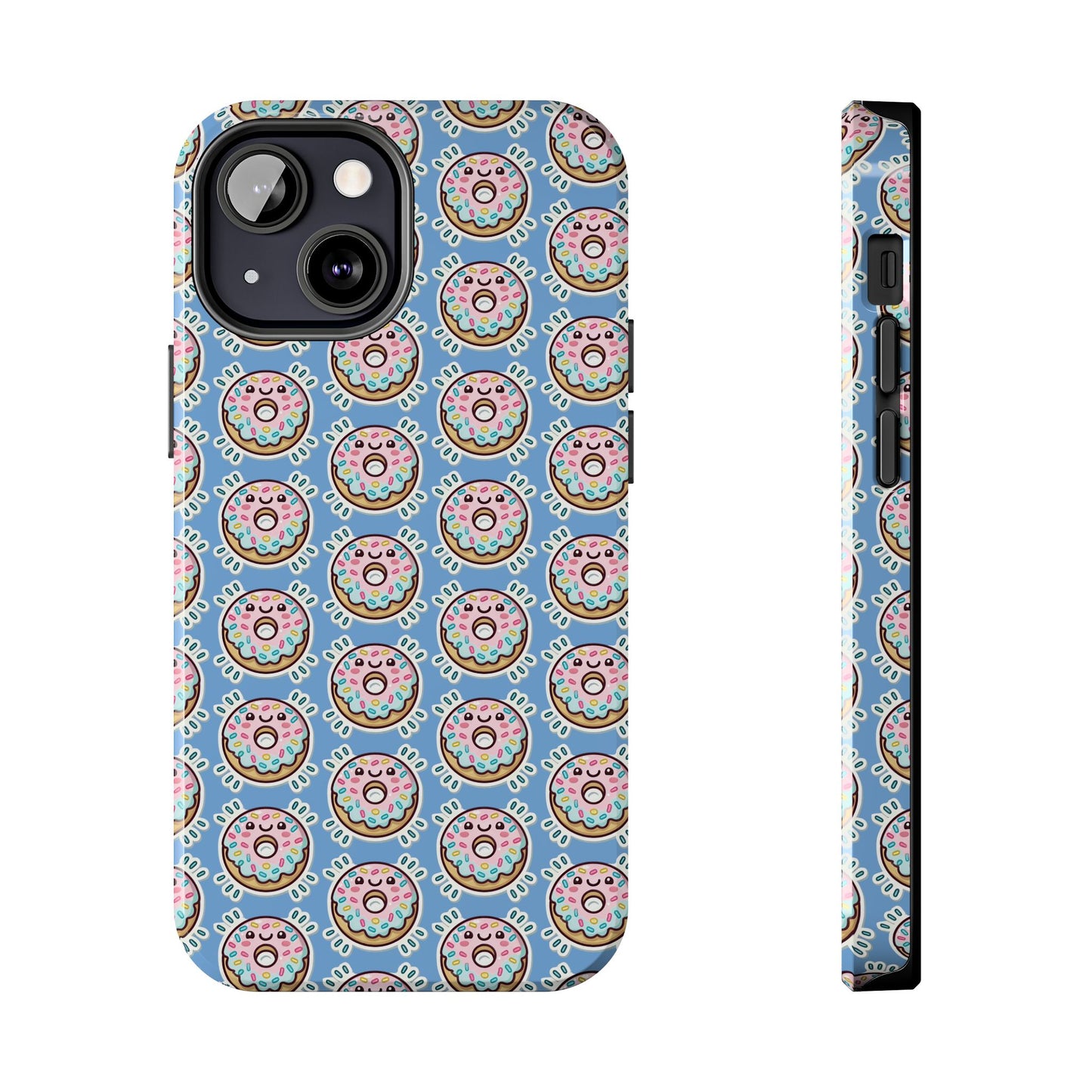 Phone Case, Korean Pop Art Sprinkle Donut Design with Periwinkle Background - Tough Protective Cover, Cute Kawaii Gift, Unique Cellphone