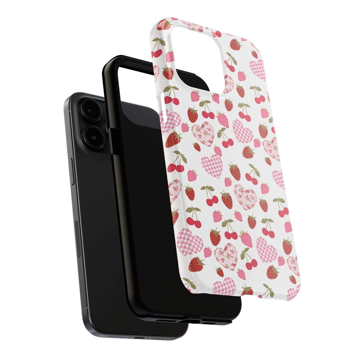 Hearts and Berries Phone Case, Coquette Design Case, Durable Phone Case, Tough Phone Cases