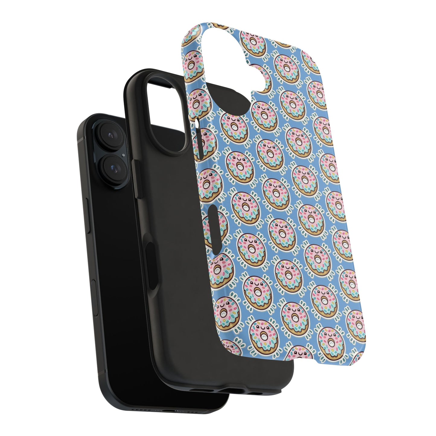 Phone Case, Korean Pop Art Sprinkle Donut Design with Periwinkle Background - Tough Protective Cover, Cute Kawaii Gift, Unique Cellphone