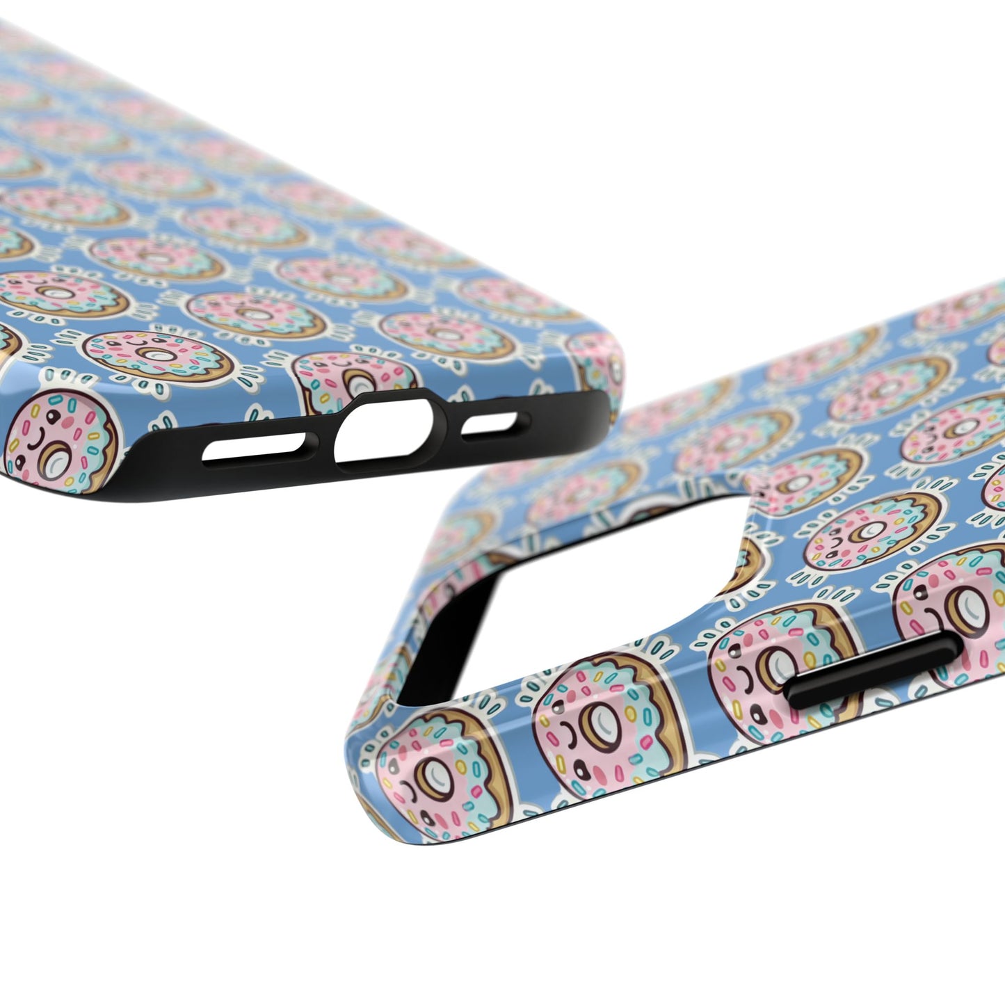 Phone Case, Korean Pop Art Sprinkle Donut Design with Periwinkle Background - Tough Protective Cover, Cute Kawaii Gift, Unique Cellphone