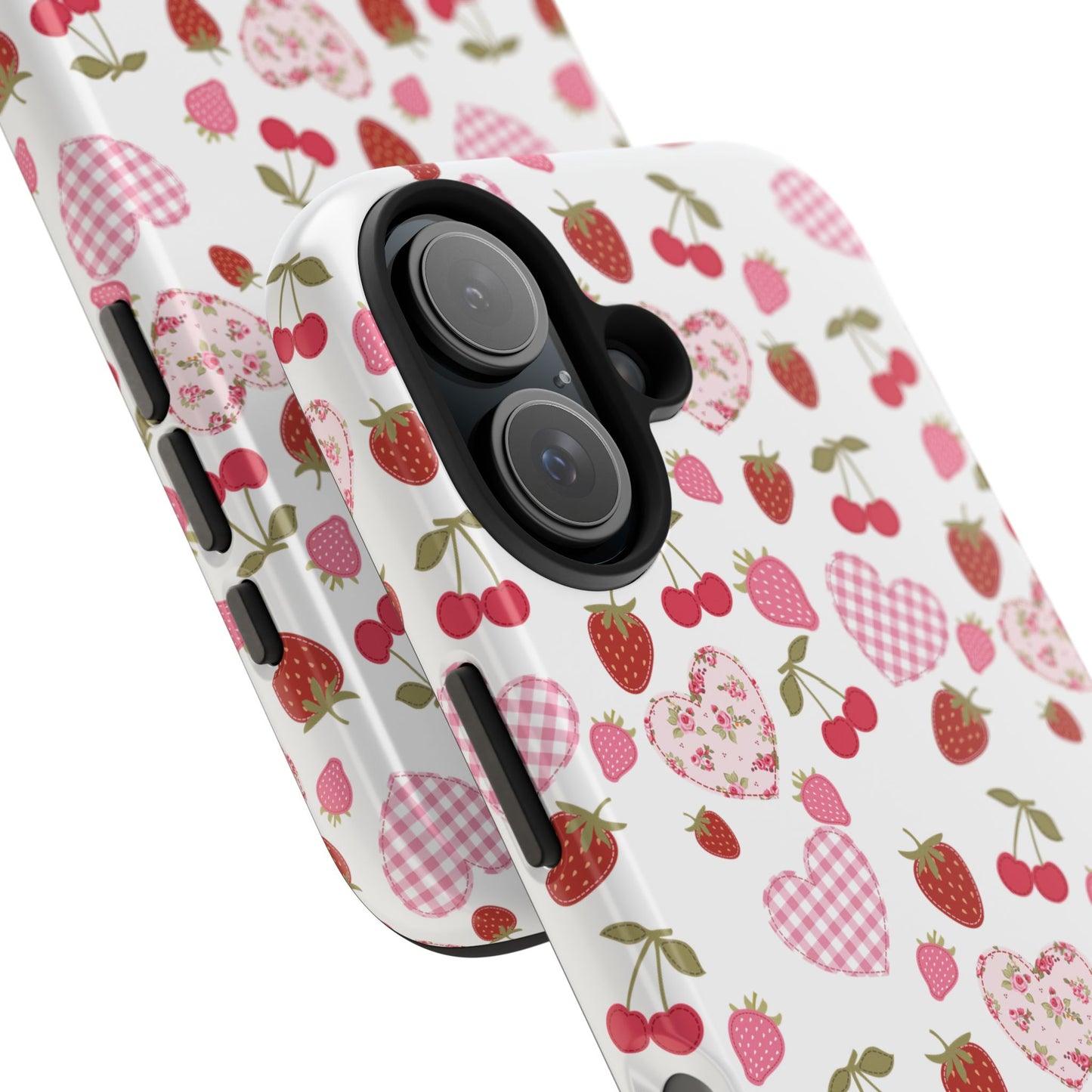 Hearts and Berries Phone Case, Coquette Design Case, Durable Phone Case, Tough Phone Cases